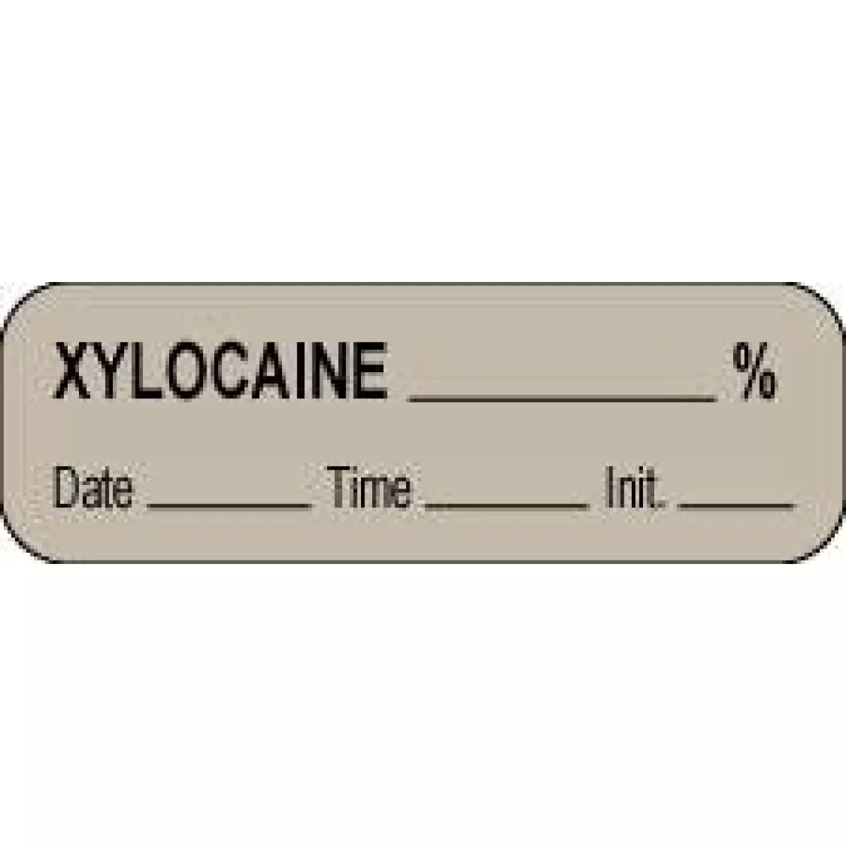Anesthesia Label With Date, Time & Initial (Paper, Permanent) Xylocaine % 1 1/2" X 1/2" Gray - 1000 Per Roll
