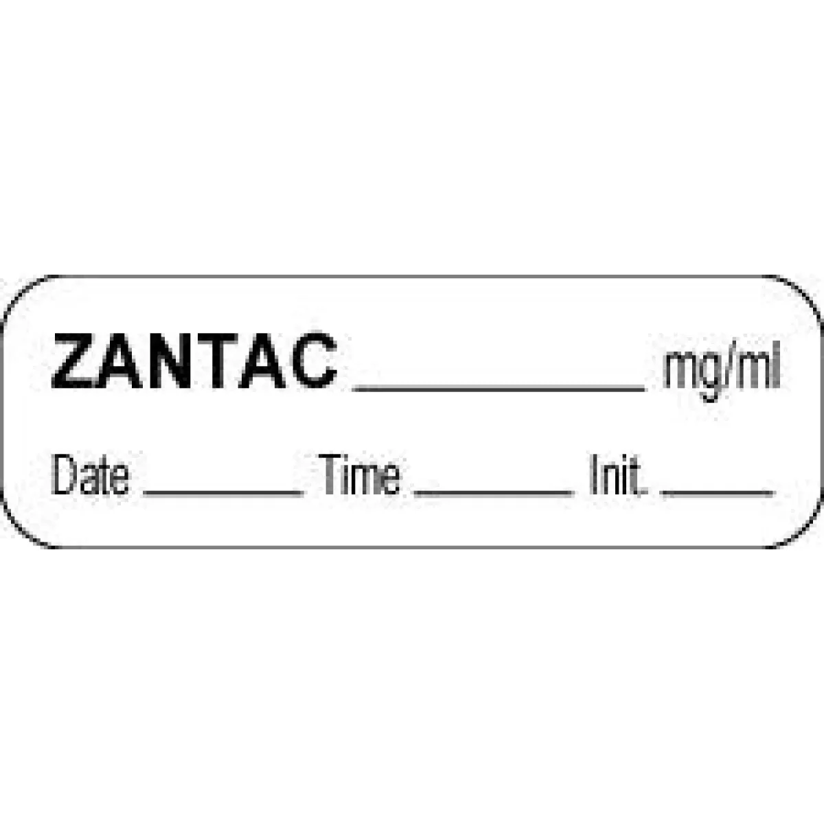 Anesthesia Label With Date, Time & Initial (Paper, Permanent) Zantac Mg/Ml 1 1/2" X 1/2" White - 1000 Per Roll
