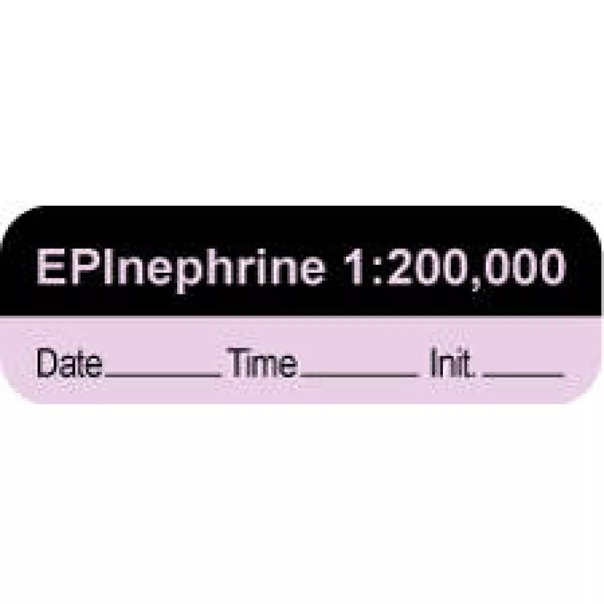 Anesthesia Label With Date, Time & Initial | Tall-Man Lettering (Paper, Permanent) "Epinephrine 1 Mg/Ml" 1 1/2" X 1/2" Violet And Black - 1000 Per Roll
