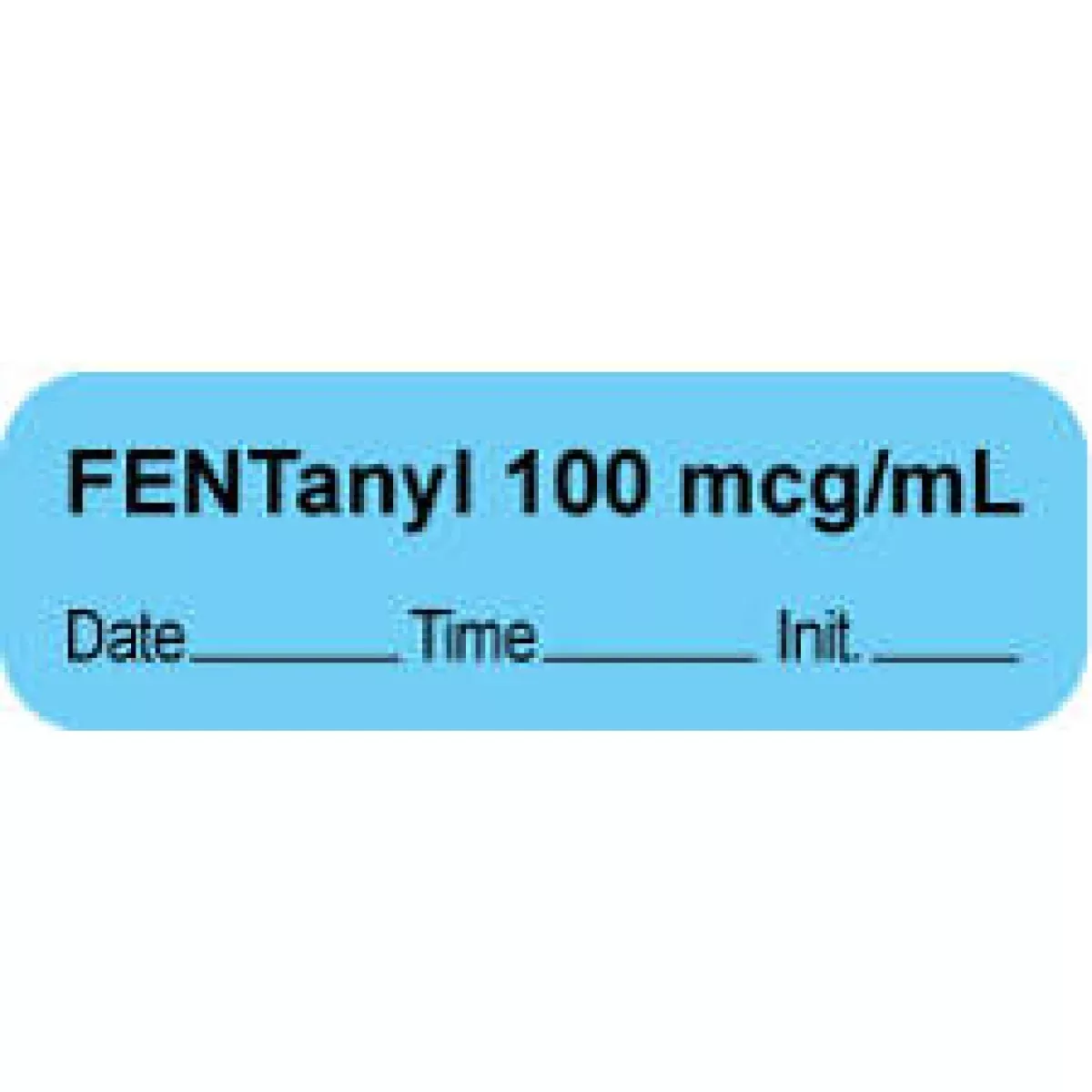 Anesthesia Label With Date, Time & Initial | Tall-Man Lettering (Paper, Permanent) "Fentanyl 50 Mcg/Ml" 1 1/2" X 1/2" Blue - 1000 Per Roll