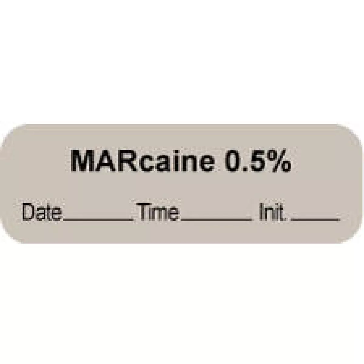 Anesthesia Label With Date, Time & Initial | Tall-Man Lettering (Paper, Permanent) Marcaine Mg/Mll 1 1/2" X 1/2" Gray - 1000 Per Roll