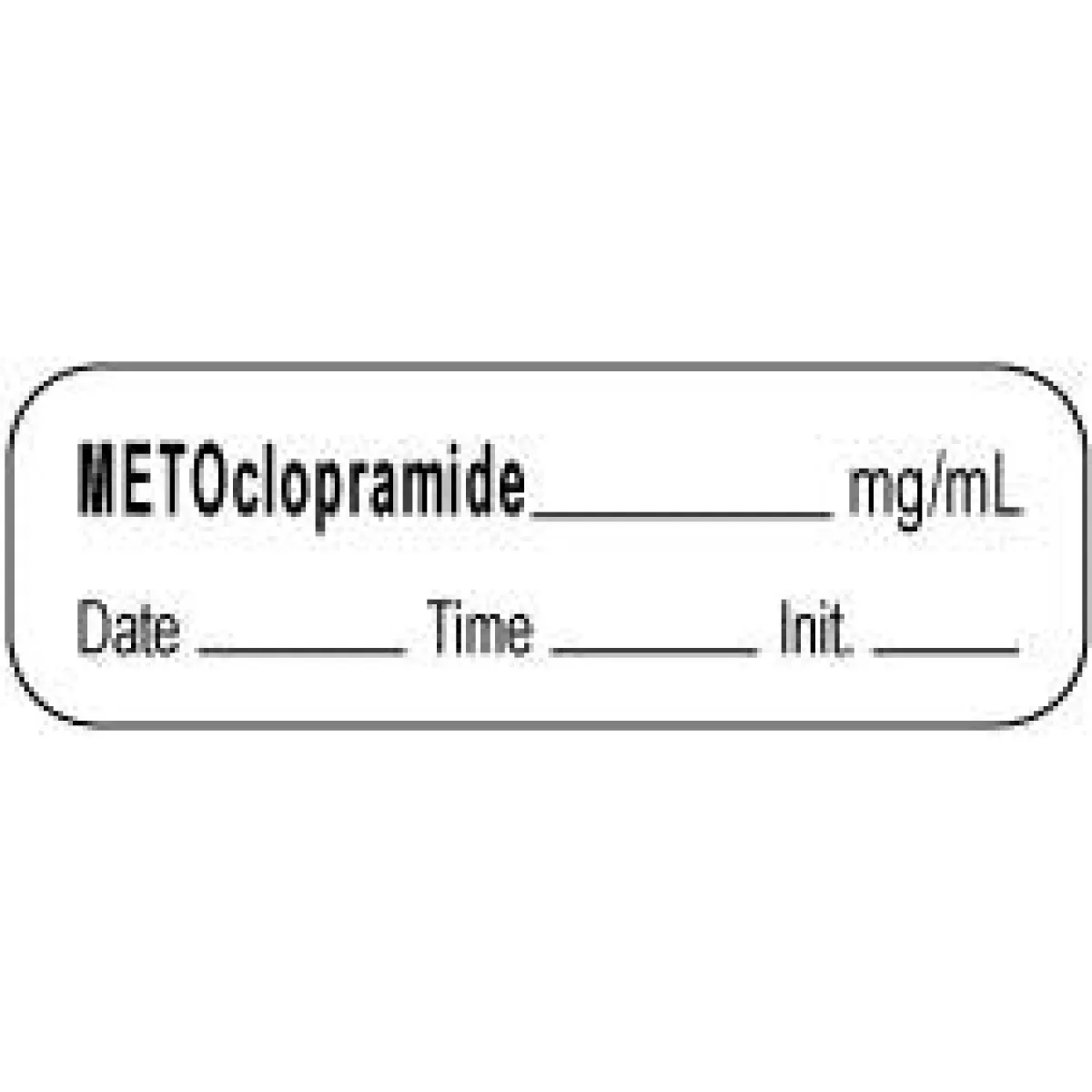 Anesthesia Label With Date, Time & Initial | Tall-Man Lettering (Paper, Permanent) Metoclopramide Mg/Ml 1 1/2" X 1/2" White - 1000 Per Roll