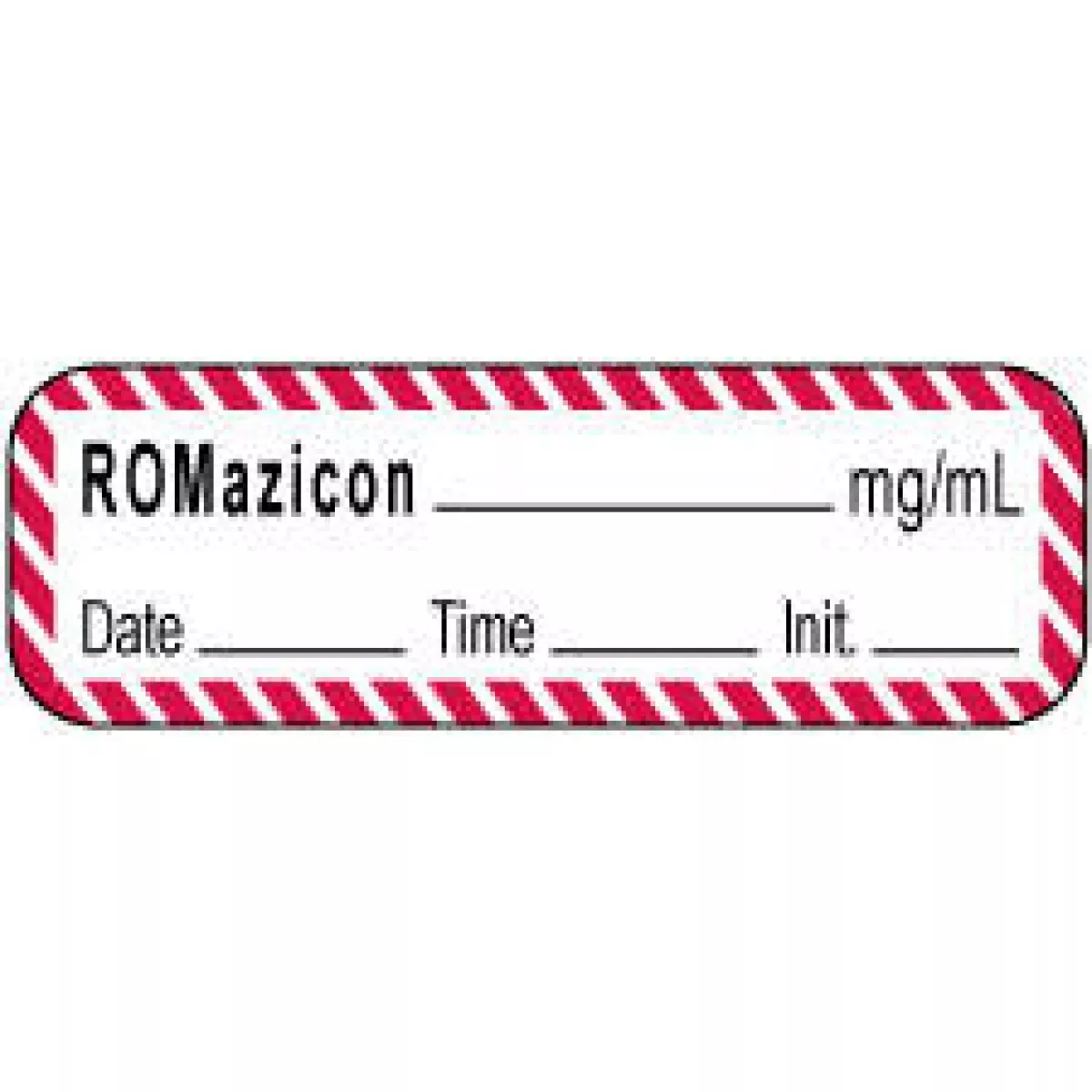 Anesthesia Label With Date, Time & Initial | Tall-Man Lettering (Paper, Permanent) Romazicon Mg/Ml 1 1/2" X 1/2" White With Fluorescent Red - 1000 Per Roll