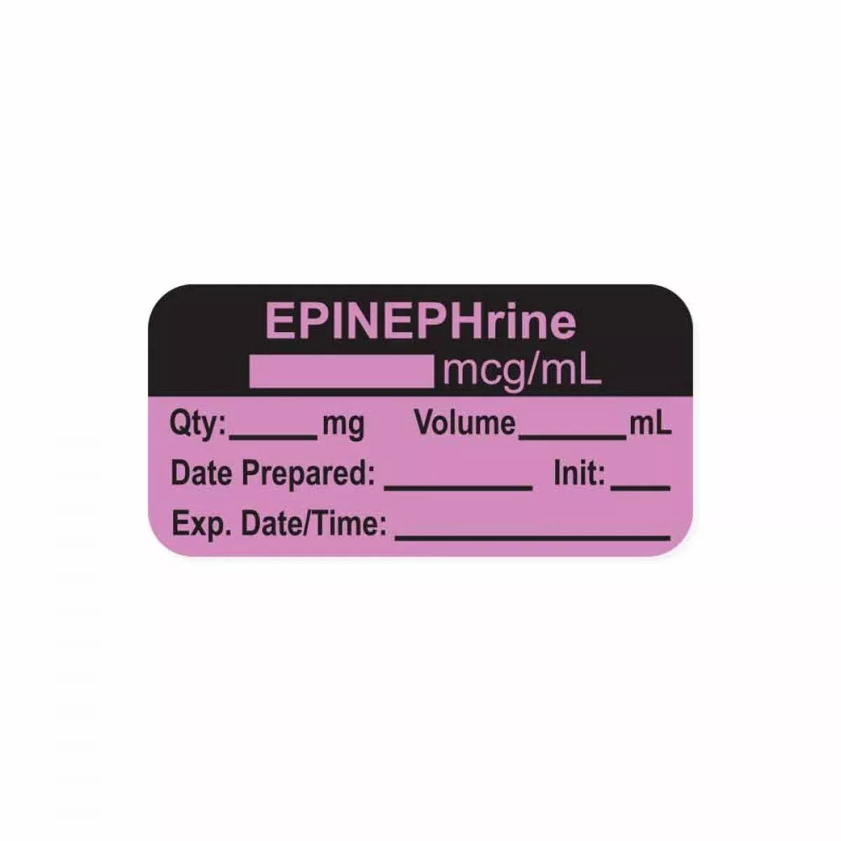 Anesthesia Label, With Expiration Date, Time & Initial (Paper, Permanent) "Epinephrine Mcg/Ml" 1-1/2" X 3/4", Violet - 500 Per Roll