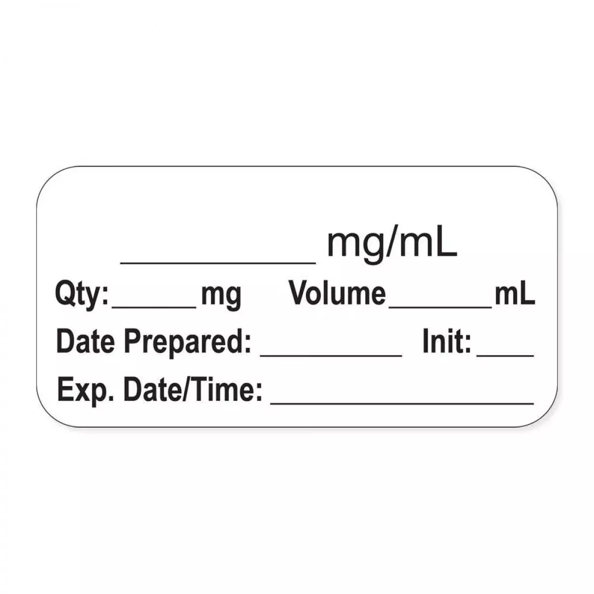 Anesthesia Label, With Expiration Date, Time & Initial (Paper, Permanent) "___ Mg/Ml" 1-1/2" X 3/4"White - 500 Per Roll