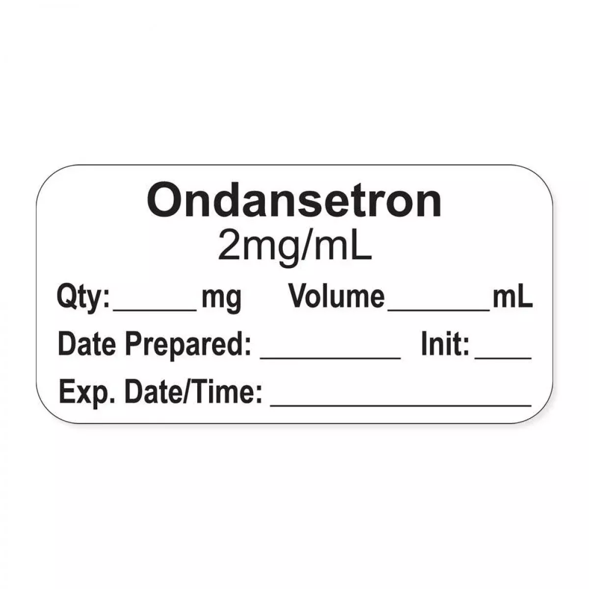 Anesthesia Label, With Expiration Date, Time & Initial (Paper, Permanent) "Ondansetron 2 Mg/Ml" 1-1/2" X 3/4"White - 500 Per Roll