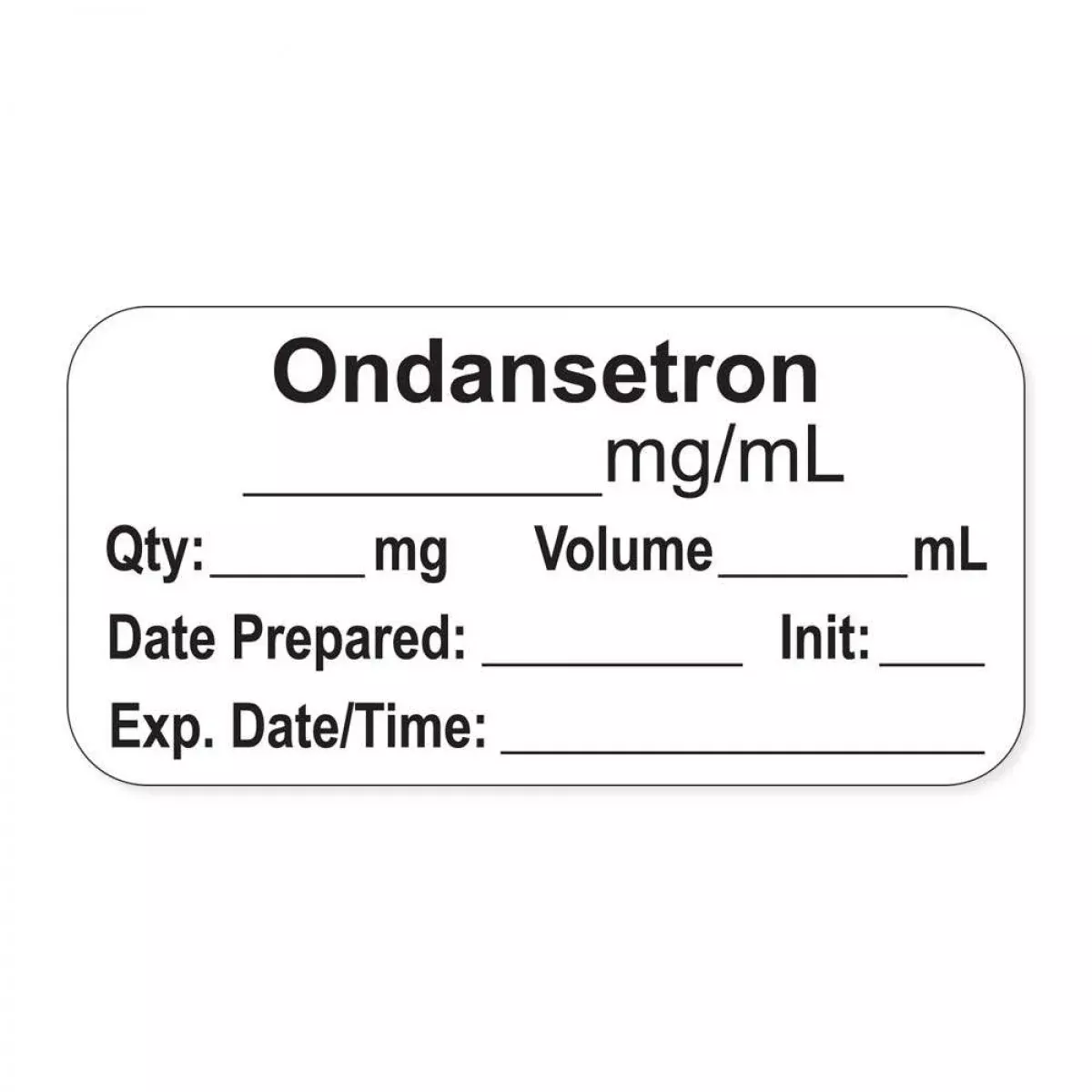 Anesthesia Label, With Expiration Date, Time & Initial (Paper, Permanent) "Ondansetron Mg/Ml" 1-1/2" X 3/4"White - 500 Per Roll