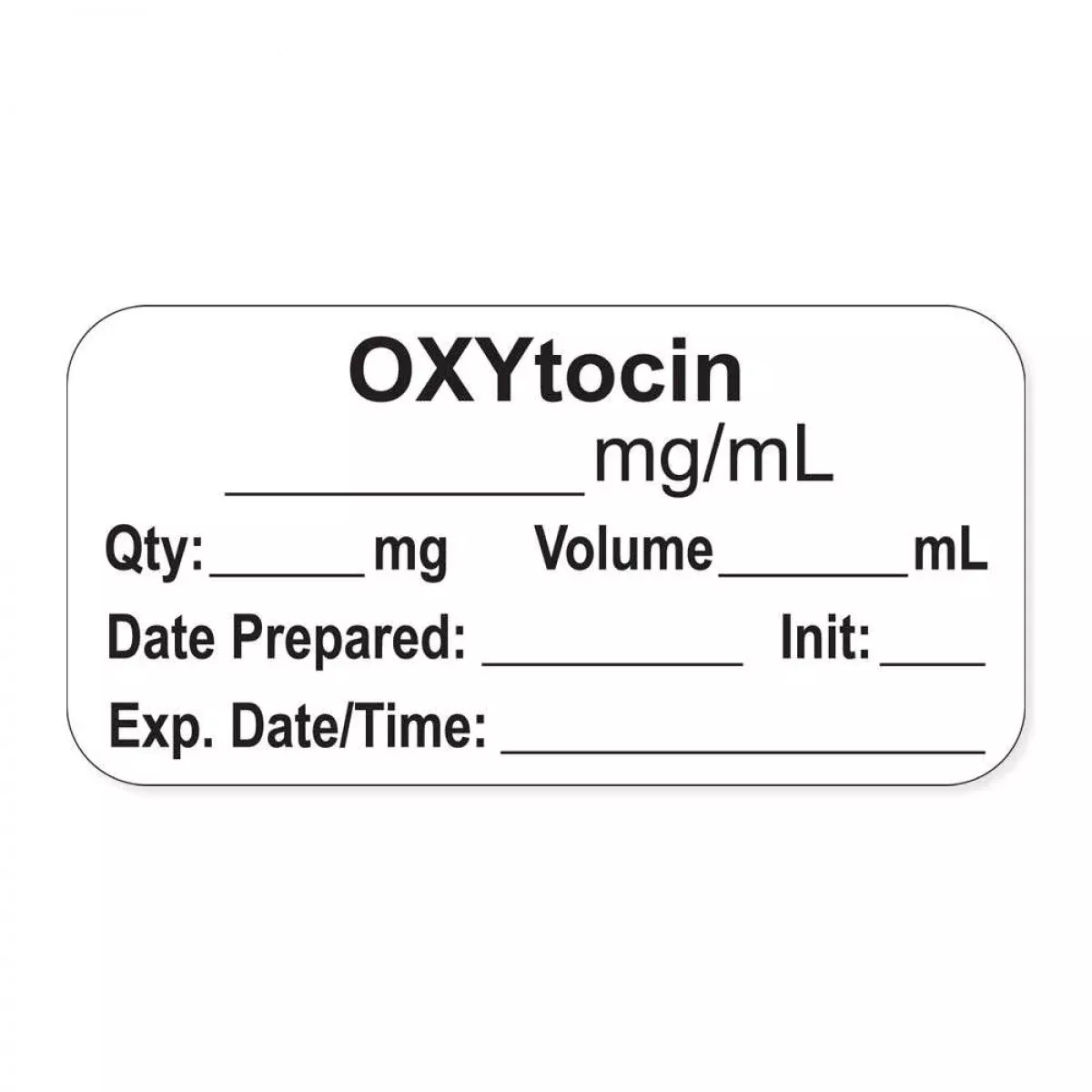Anesthesia Label, With Expiration Date, Time & Initial (Paper, Permanent) "Oxytocin Mg/Ml" 1-1/2" X 3/4"White - 500 Per Roll