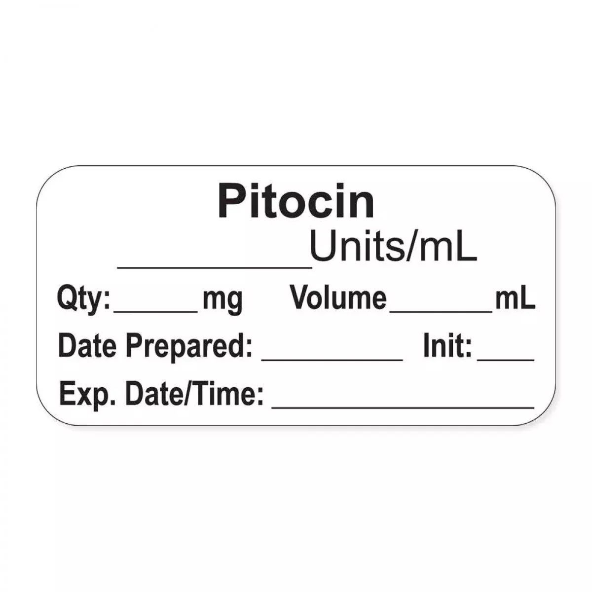 Anesthesia Label, With Expiration Date, Time & Initial (Paper, Permanent) "Pitocin Units/Ml" 1-1/2" X 3/4"White - 500 Per Roll