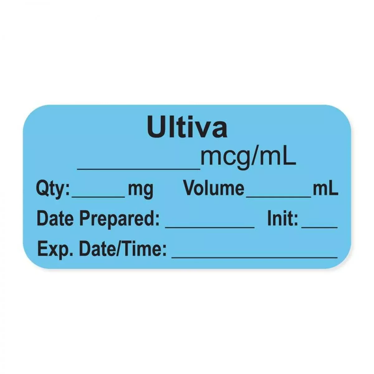 Anesthesia Label, With Expiration Date, Time & Initial (Paper, Permanent) "Ultiva Mcg/Ml" 1-1/2" X 3/4" Blue - 500 Per Roll