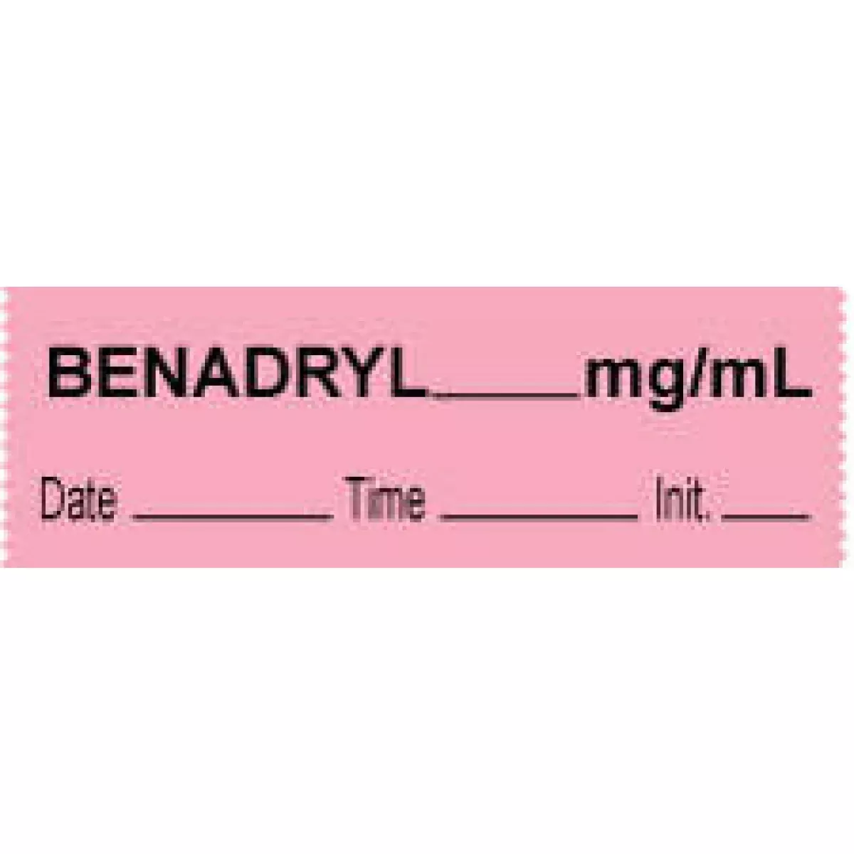 Anesthesia Tape With Date, Time & Initial (Removable) Benadryl Mg/Ml 1/2" X 500" - 333 Imprints - White - 500 Inches Per Roll