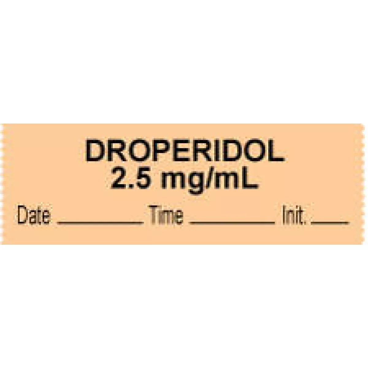 Anesthesia Tape With Date, Time & Initial (Removable) "Droperidol 2.5 Mg/Ml" 1/2" X 500" Salmon - 333 Imprints - 500 Inches Per Roll