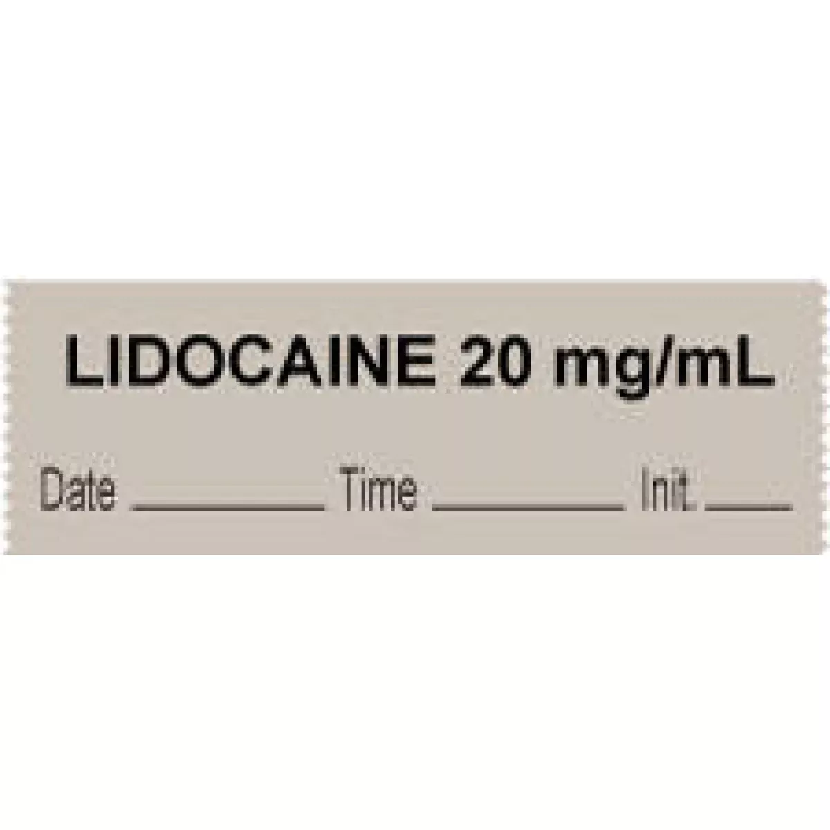 Anesthesia Tape With Date, Time & Initial (Removable) "Lidocaine 20 Mg/Ml" 1/2" X 500" Gray - 333 Imprints - 500 Inches Per Roll