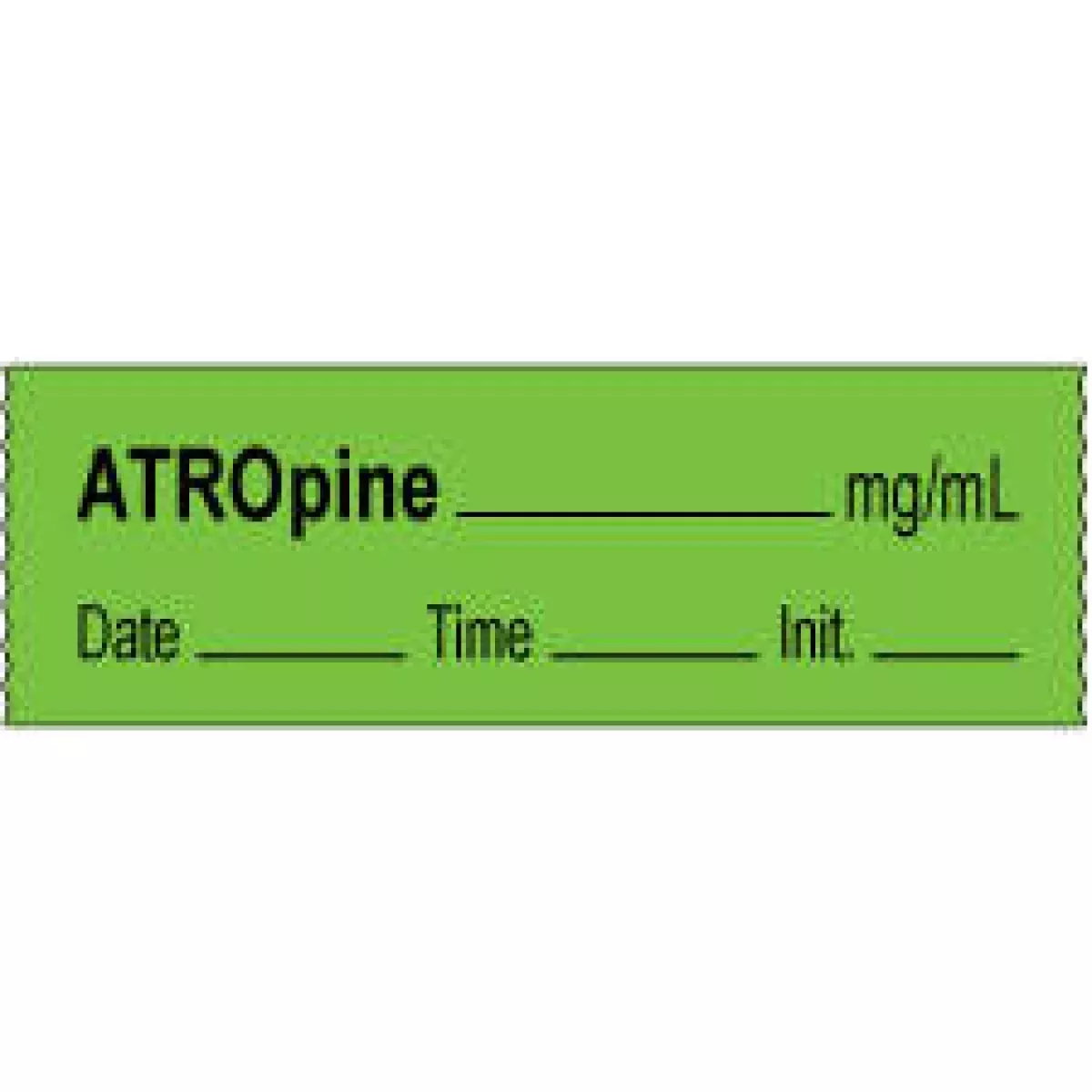 Anesthesia Tape With Date, Time & Initial | Tall-Man Lettering (Removable) Atropine Mg/Ml 1/2" X 500" - 333 Imprints - Green - 500 Inches Per Roll