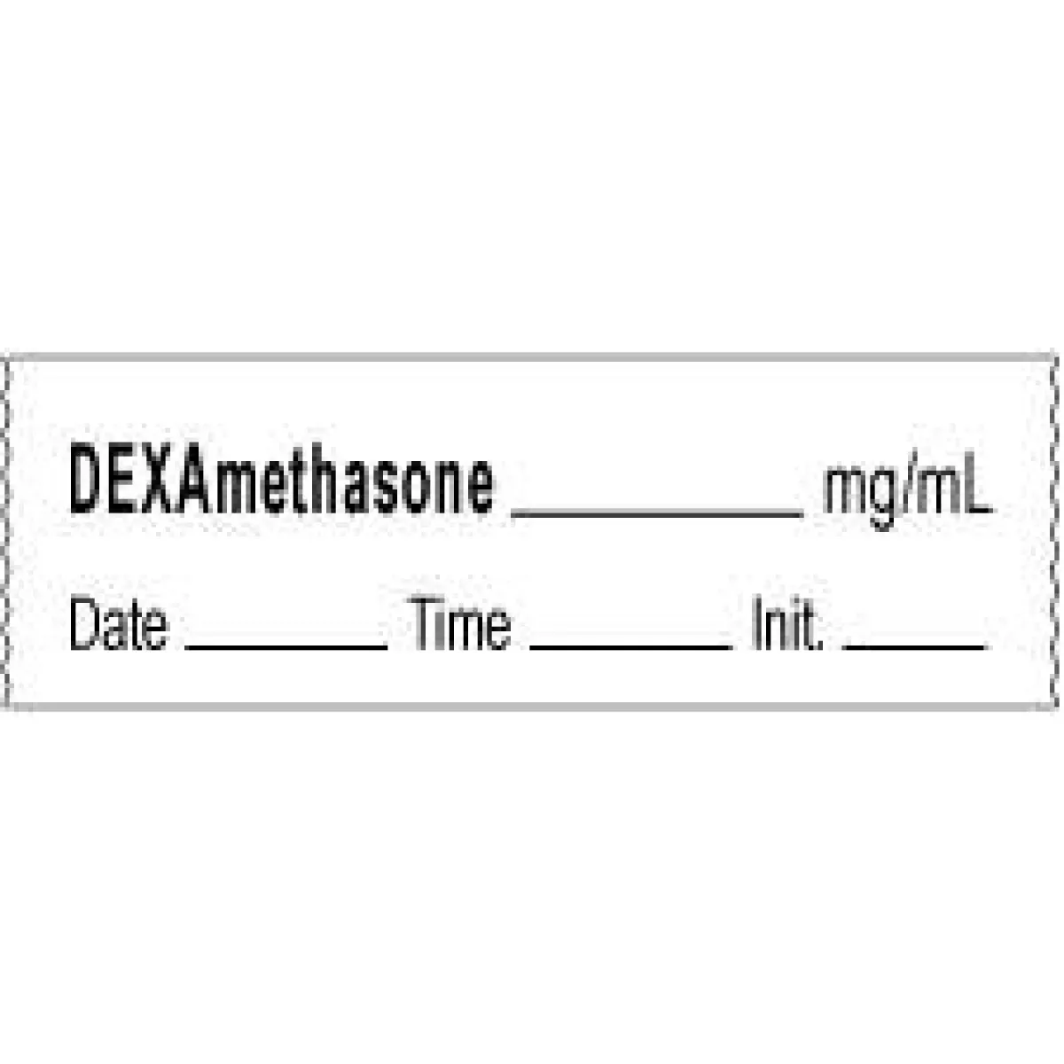 Anesthesia Tape With Date, Time & Initial | Tall-Man Lettering (Removable) Dexamethasone Mg/Ml 1/2" X 500" - 333 Imprints - White - 500 Inches Per Roll