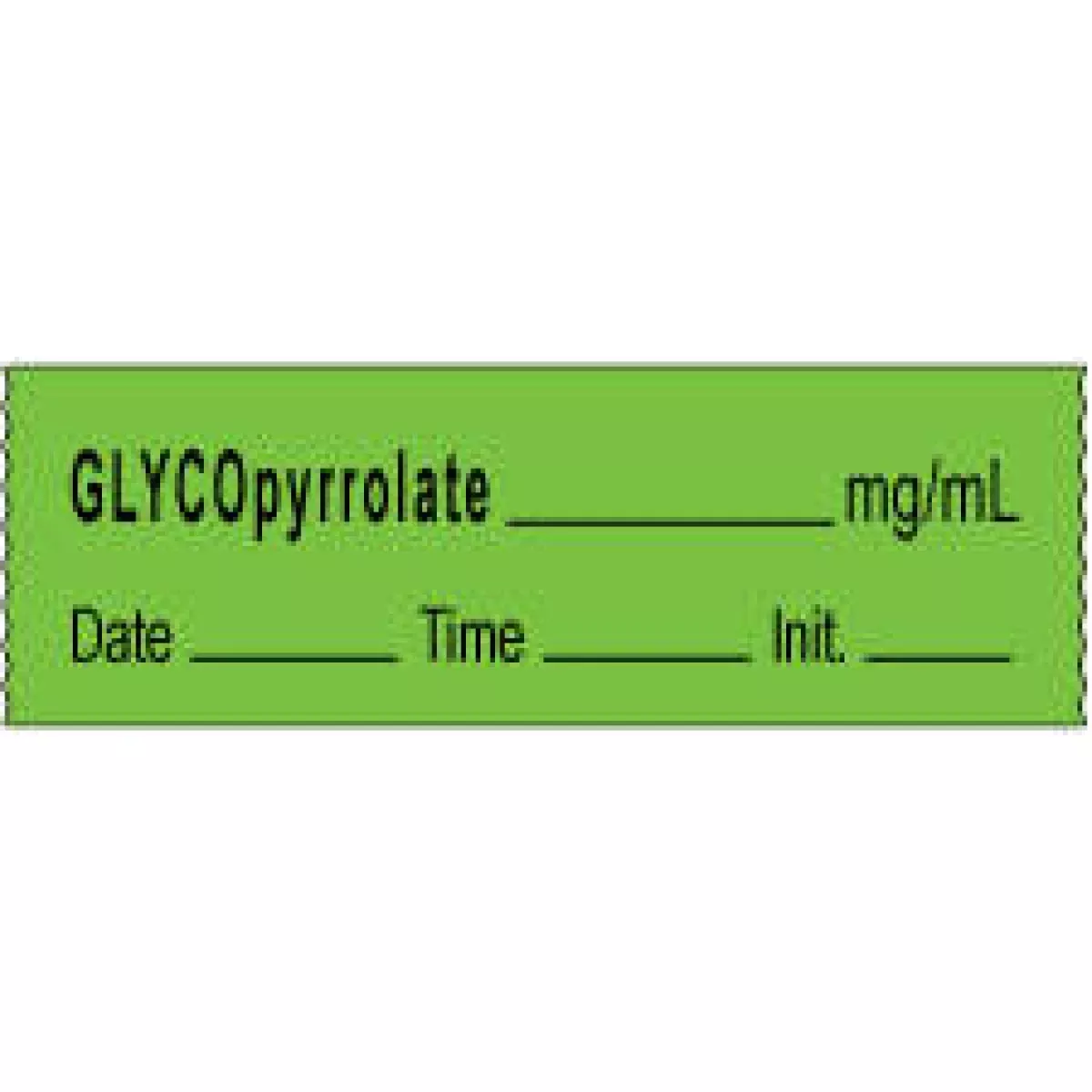 Anesthesia Tape With Date, Time & Initial | Tall-Man Lettering (Removable) Glycopyrrolate Mg/Ml 1/2" X 500" - 333 Imprints - Green - 500 Inches Per Roll