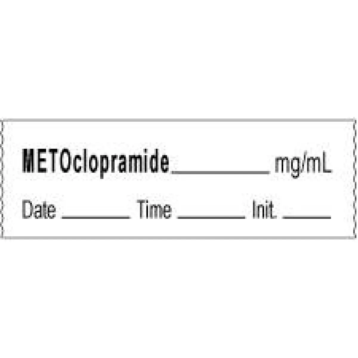 Anesthesia Tape With Date, Time & Initial | Tall-Man Lettering (Removable) Metoclopramide Mg/Ml 1/2" X 500" - 333 Imprints - White - 500 Inches Per Roll