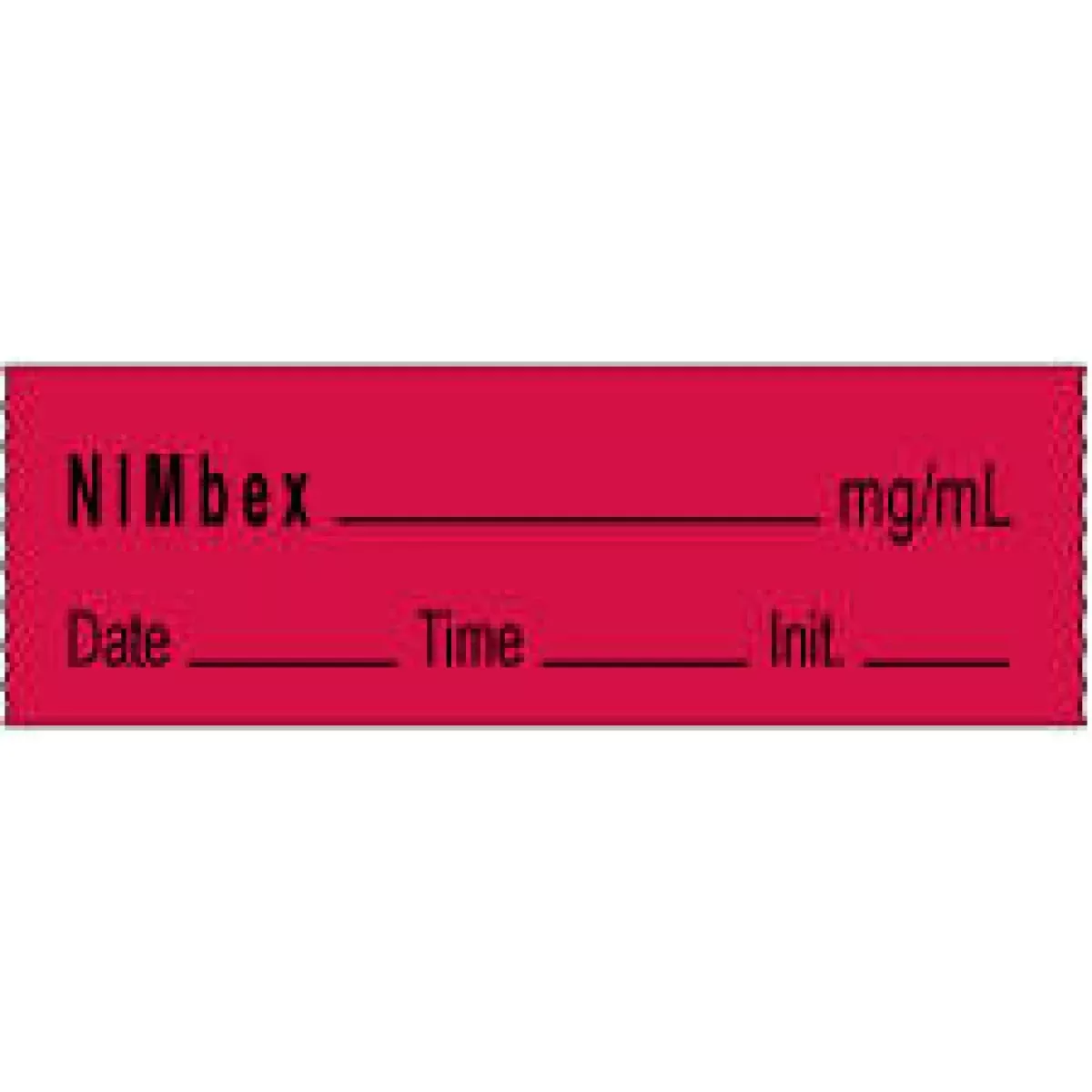 Anesthesia Tape With Date, Time & Initial | Tall-Man Lettering (Removable) Nimbex Mg/Ml 1/2" X 500" - 333 Imprints - Fluorescent Red - 500 Inches Per Roll