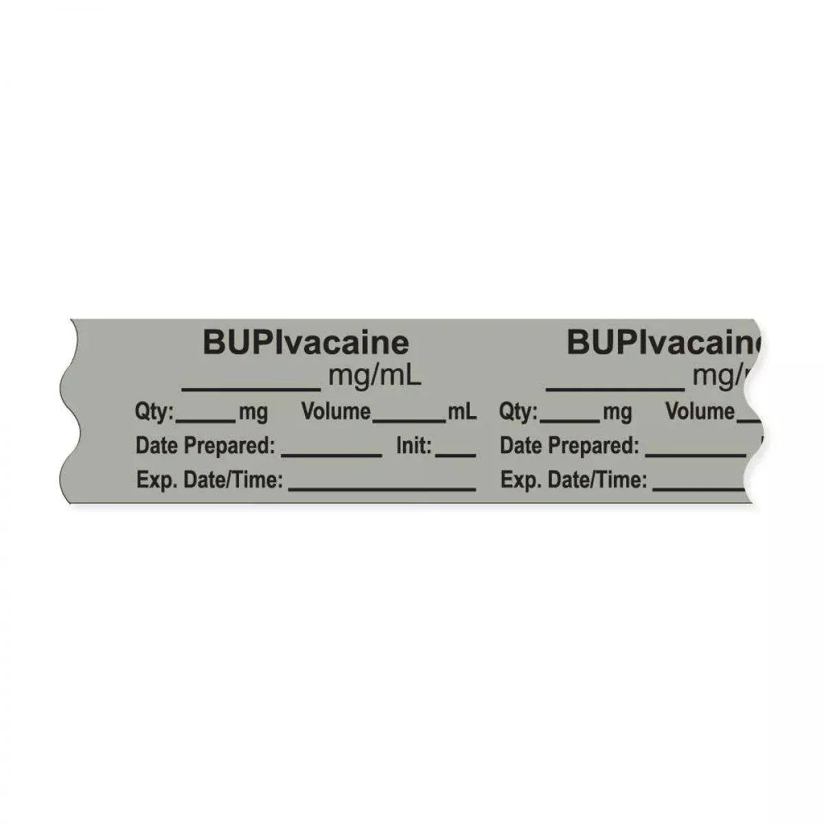 Anesthesia Tape, With Expiration Date, Time & Initial (Removable), "Bupivacaine Mg/Ml" 3/4" X 500", Gray - 333 Imprints - 500 Inches Per Roll
