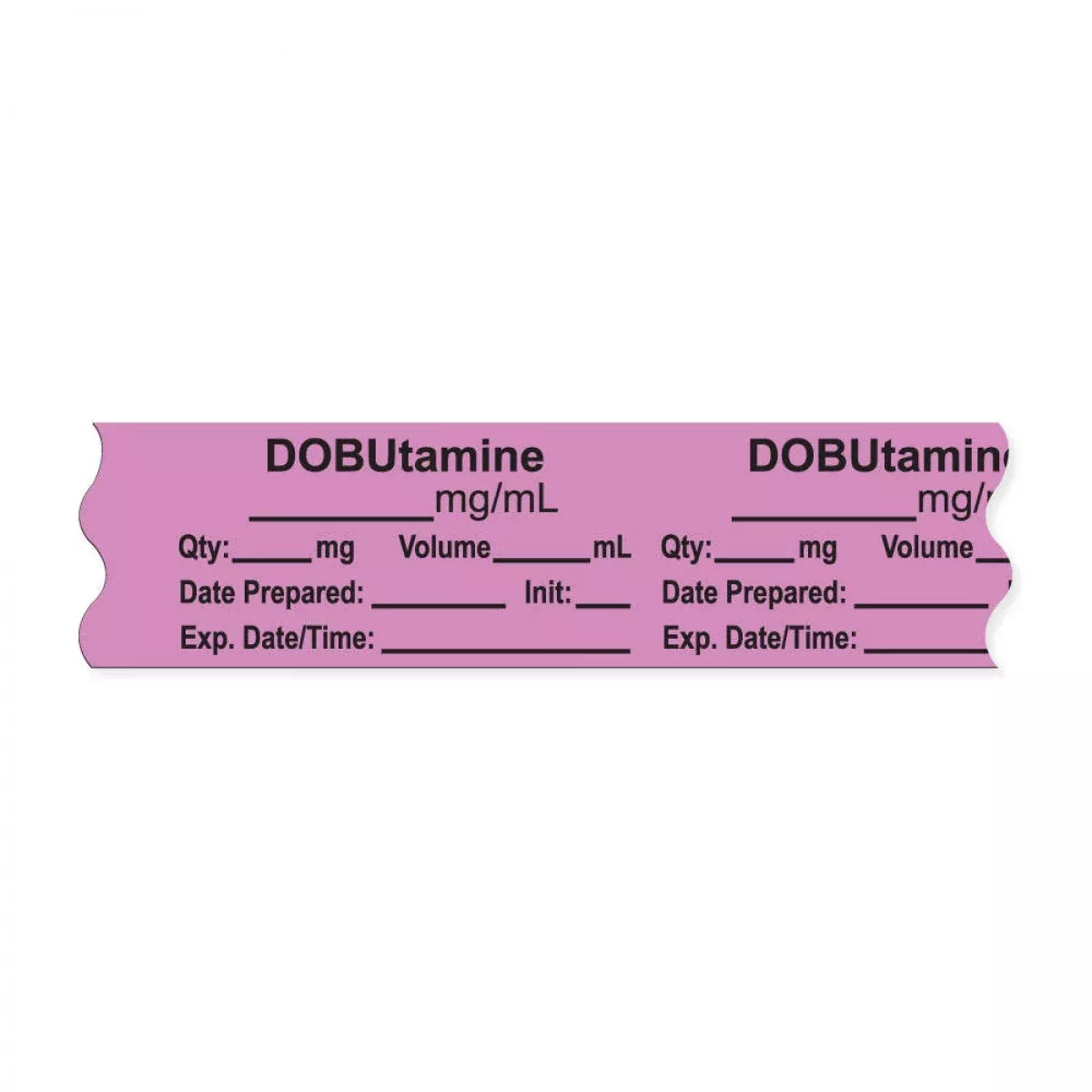 Anesthesia Tape, With Expiration Date, Time & Initial (Removable), "Dobutamine Mg/Ml" 3/4" X 500", Violet - 333 Imprints - 500 Inches Per Roll