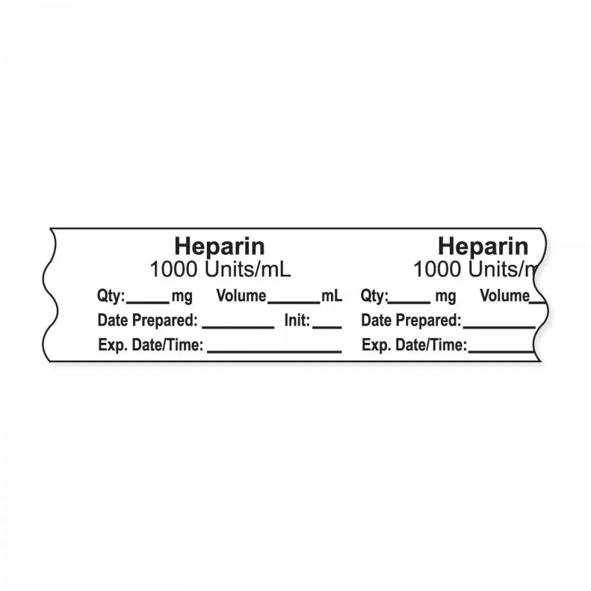 Anesthesia Tape, With Expiration Date, Time & Initial (Removable), "Heparin 1000 Units/Ml" 3/4" X 500" White - 333 Imprints - 500 Inches Per Roll