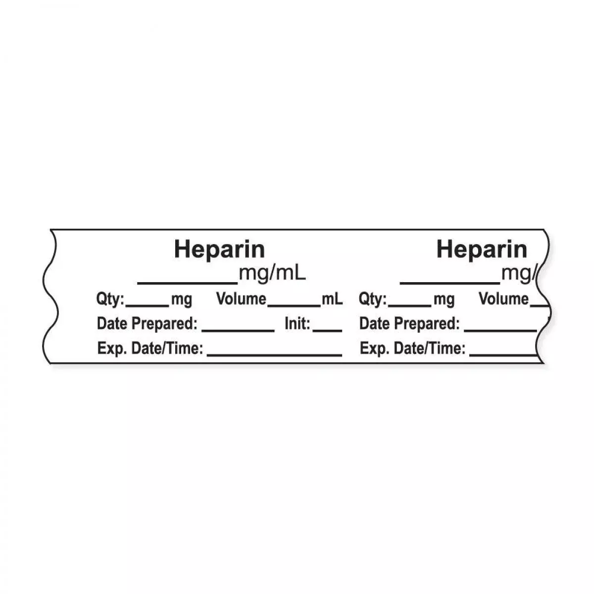 Anesthesia Tape, With Expiration Date, Time & Initial (Removable), "Heparin Mg/Ml" 3/4" X 500"White - 333 Imprints - 500 Inches Per Roll