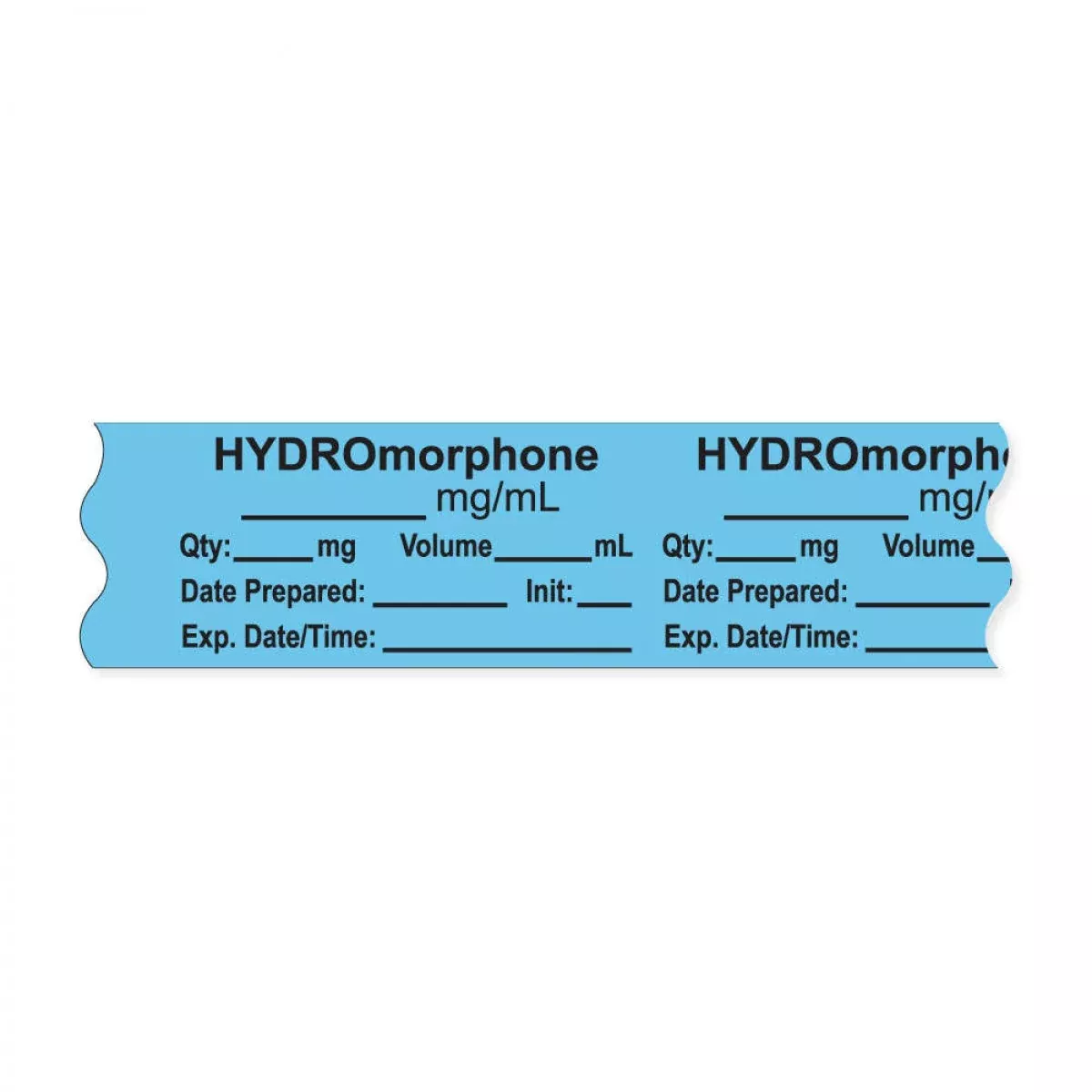 Anesthesia Tape, With Expiration Date, Time & Initial (Removable), "Hydromorphone Mg/Ml" 3/4" X 500" Blue - 333 Imprints - 500 Inches Per Roll