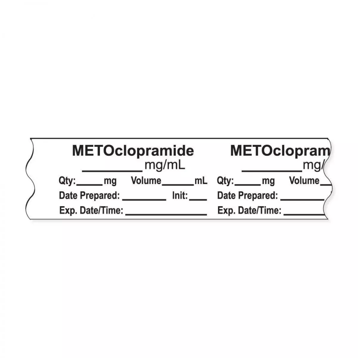Anesthesia Tape, With Expiration Date, Time & Initial (Removable), "Metoclopramide Mg/Ml" 3/4" X 500"White - 333 Imprints - 500 Inches Per Roll
