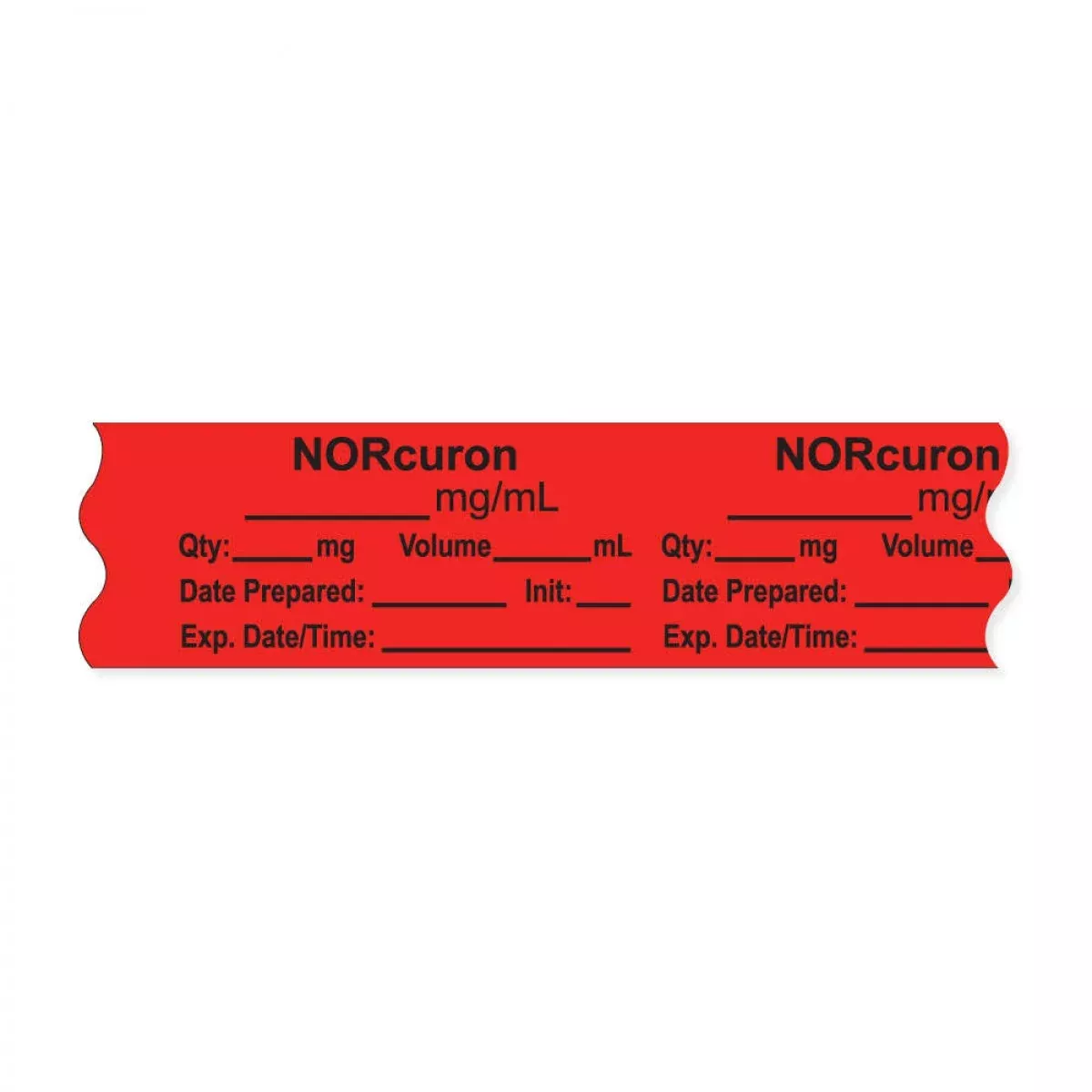 Anesthesia Tape, With Expiration Date, Time & Initial (Removable), "Norcuron Mg/Ml" 3/4" X 500", Fluorescent Red - 333 Imprints - 500 Inches Per Roll