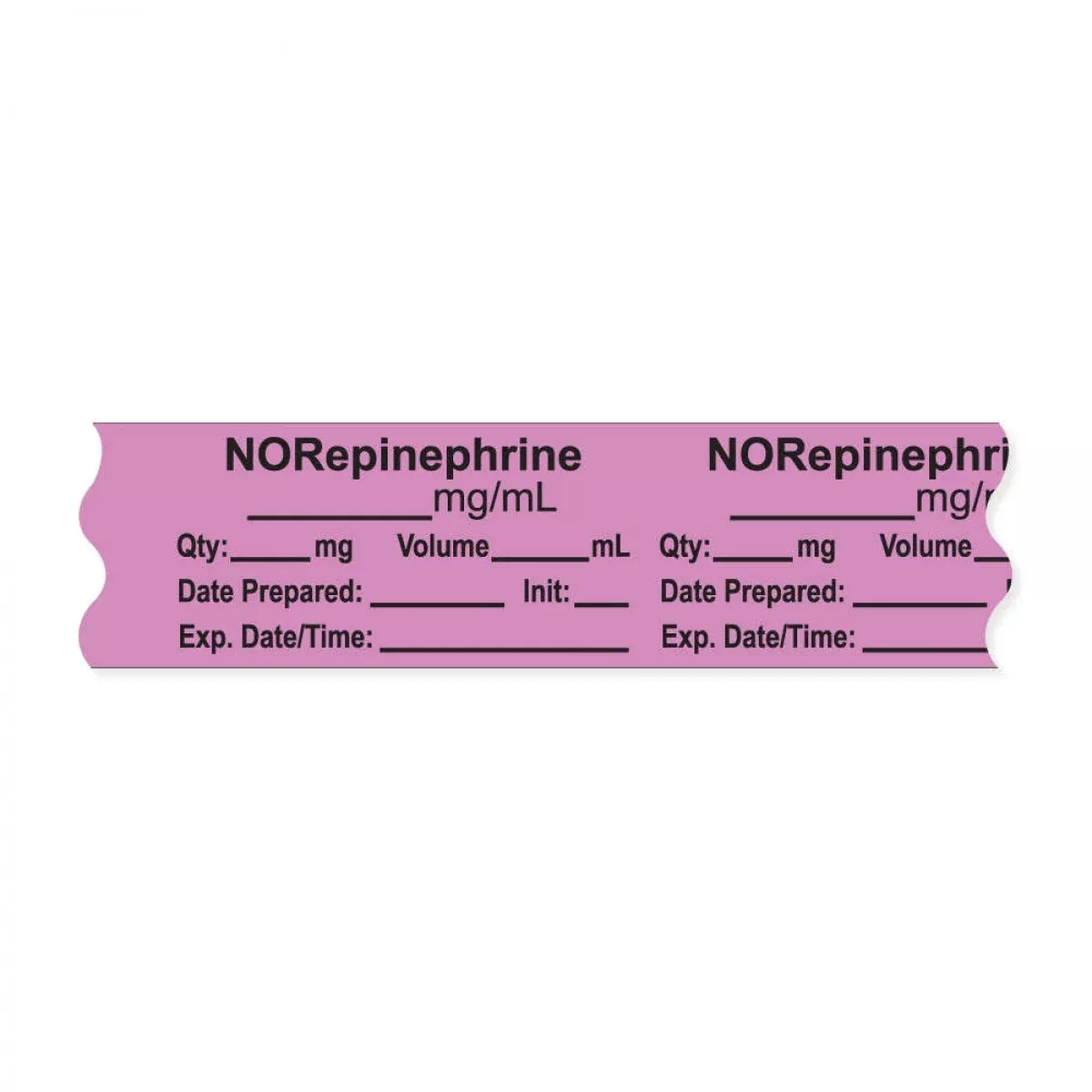 Anesthesia Tape, With Expiration Date, Time & Initial (Removable), "Norepinephrine Mg/Ml" 3/4" X 500", Violet - 333 Imprints - 500 Inches Per Roll