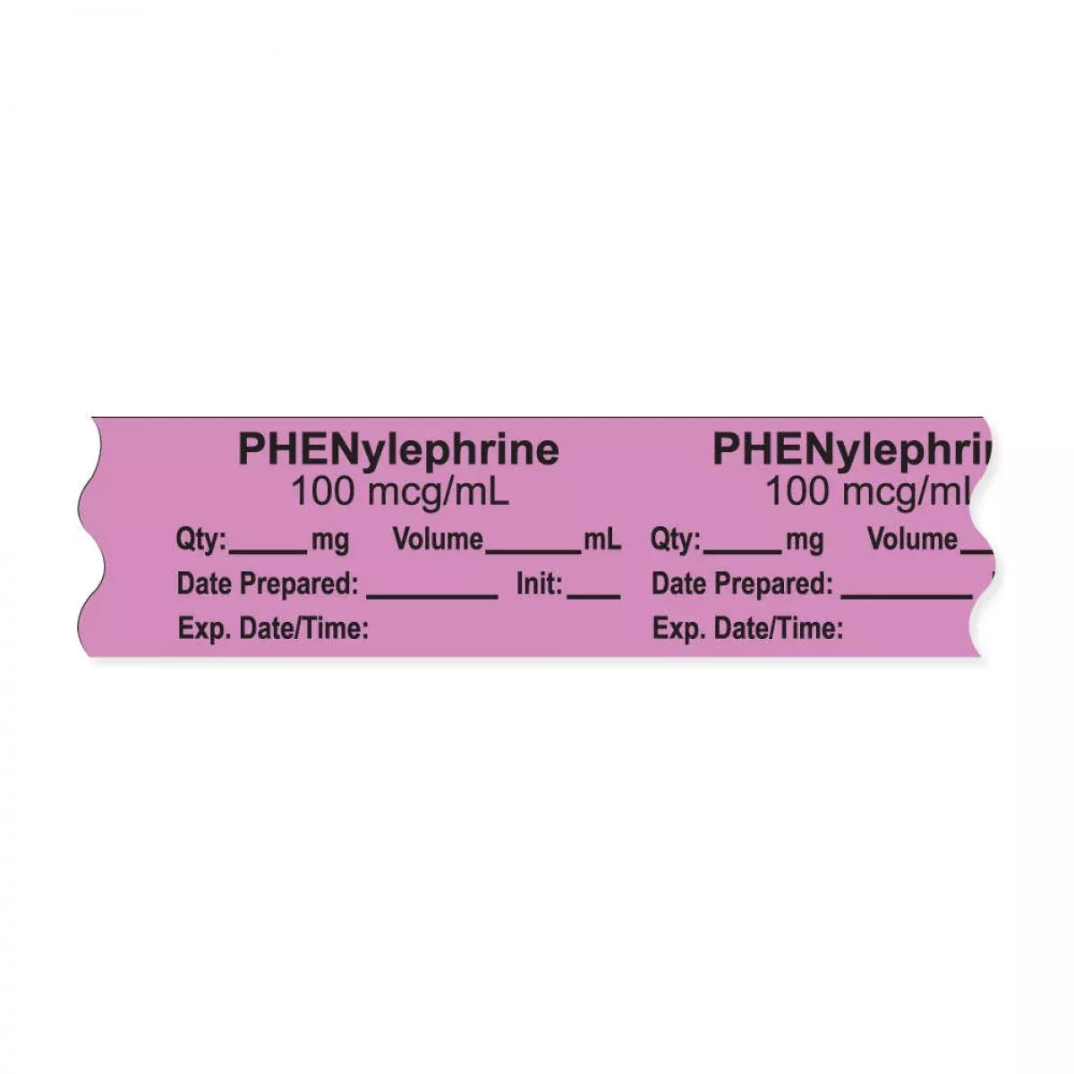 Anesthesia Tape, With Expiration Date, Time & Initial (Removable), "Phenylephrine 100 Mcg/Ml" 3/4" X 500", Violet - 333 Imprints - 500 Inches Per Roll