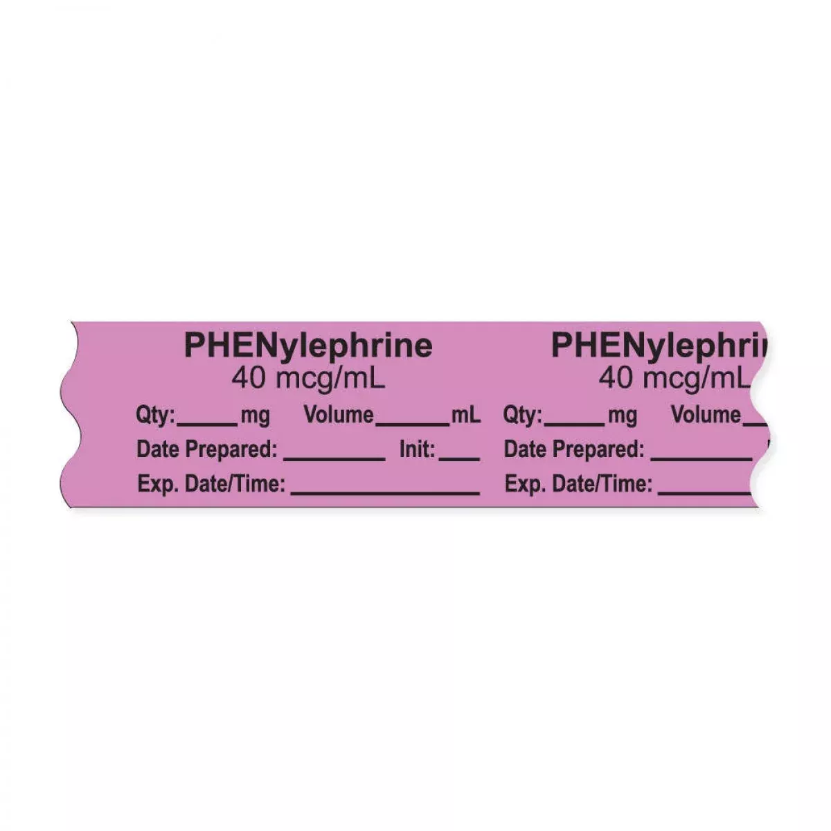 Anesthesia Tape, With Expiration Date, Time & Initial (Removable), "Phenylephrine 40 Mcg/Ml" 3/4" X 500", Violet - 333 Imprints - 500 Inches Per Roll