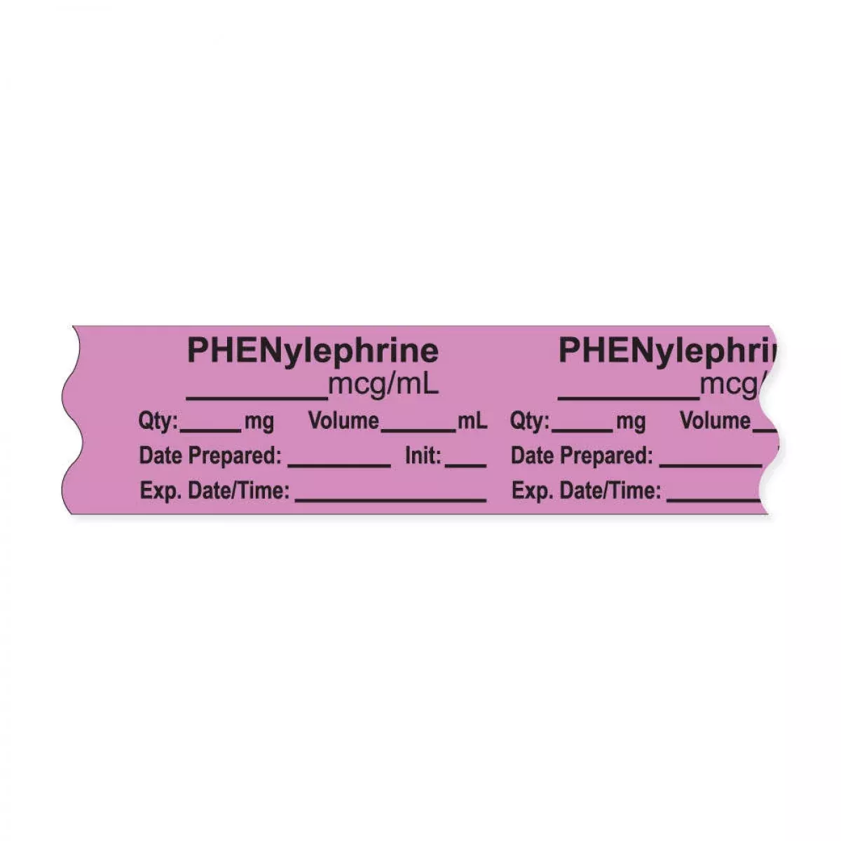 Anesthesia Tape, With Expiration Date, Time & Initial (Removable), "Phenylephrine Mcg/Ml" 3/4" X 500", Violet - 333 Imprints - 500 Inches Per Roll