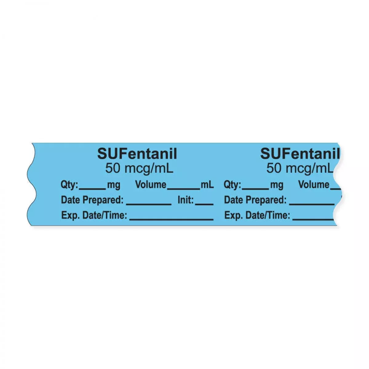 Anesthesia Tape, With Expiration Date, Time & Initial (Removable), "Sufentanil 50 Mcg/Ml" 3/4" X 500" Blue - 333 Imprints - 500 Inches Per Roll