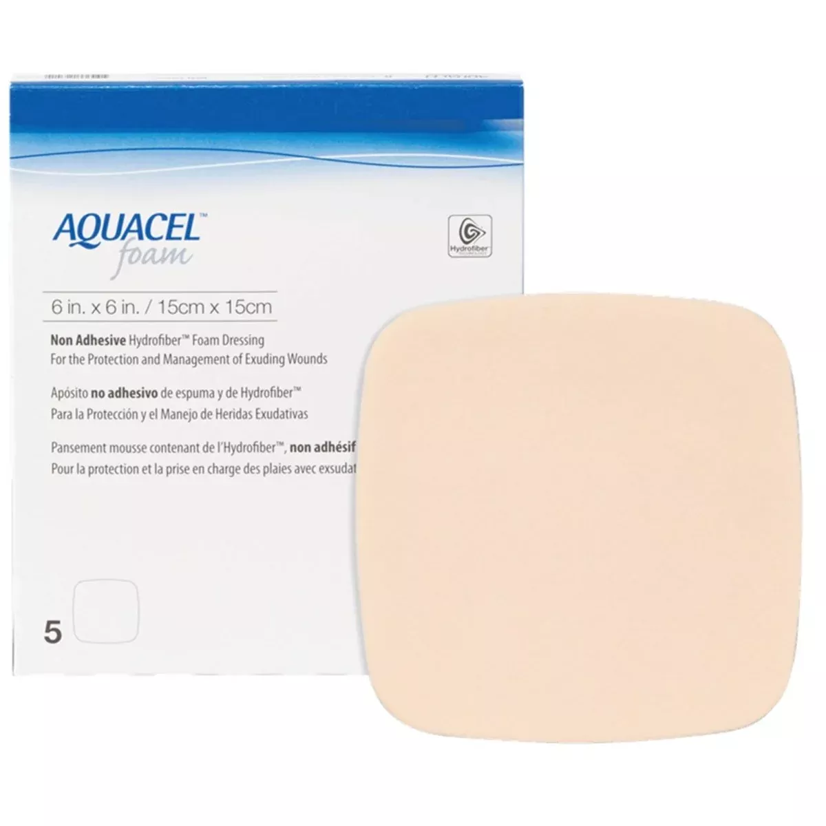 Aquacel Nonadhesive without Border Foam Dressing, 6 x 6 Inch