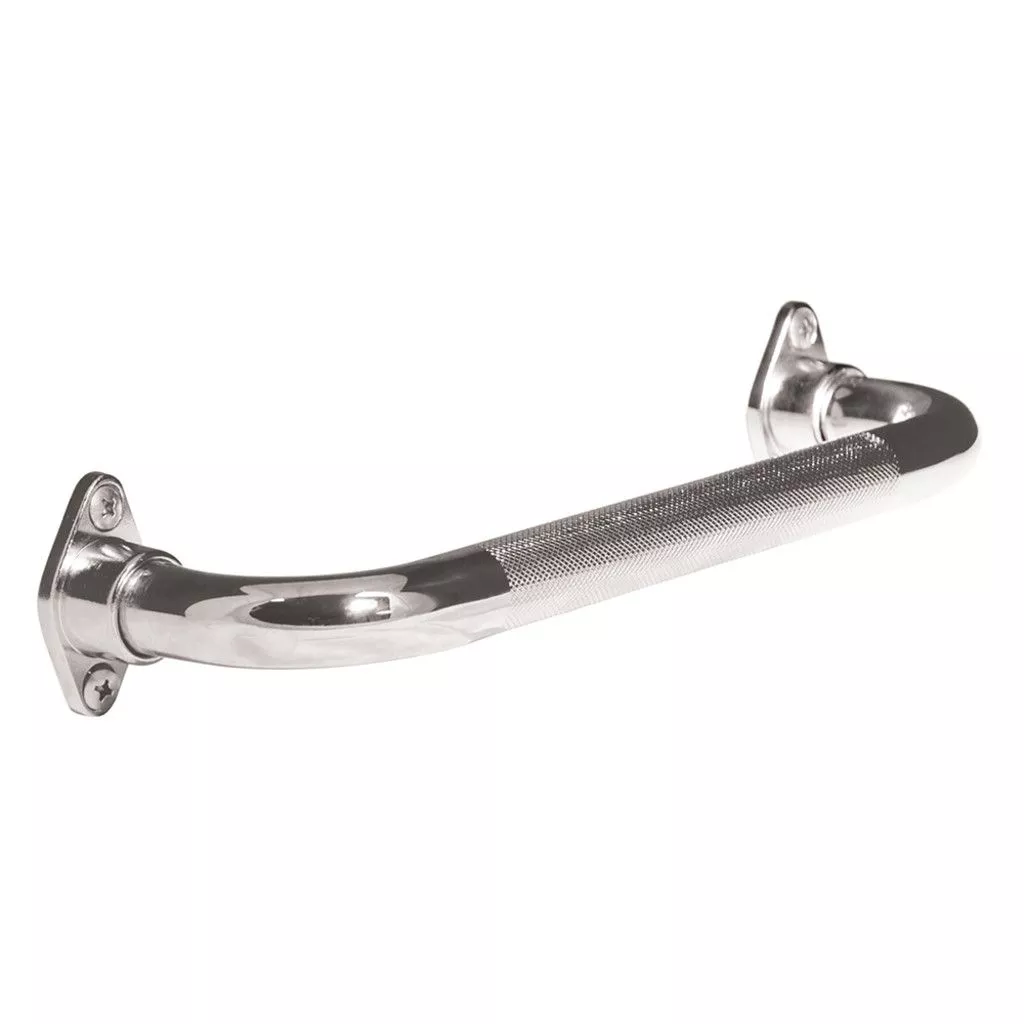 AquaSense Knurled Chrome Grab Bar, Rotating Flange