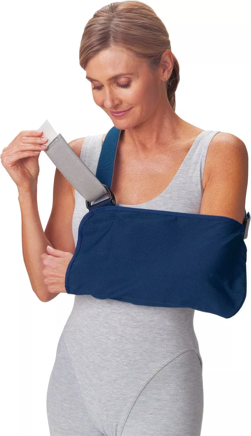 Arm Sling with Padded Strap Procare Blue Vogue D-Ring / Hook and Loop Strap Closure X-Large #79-84158