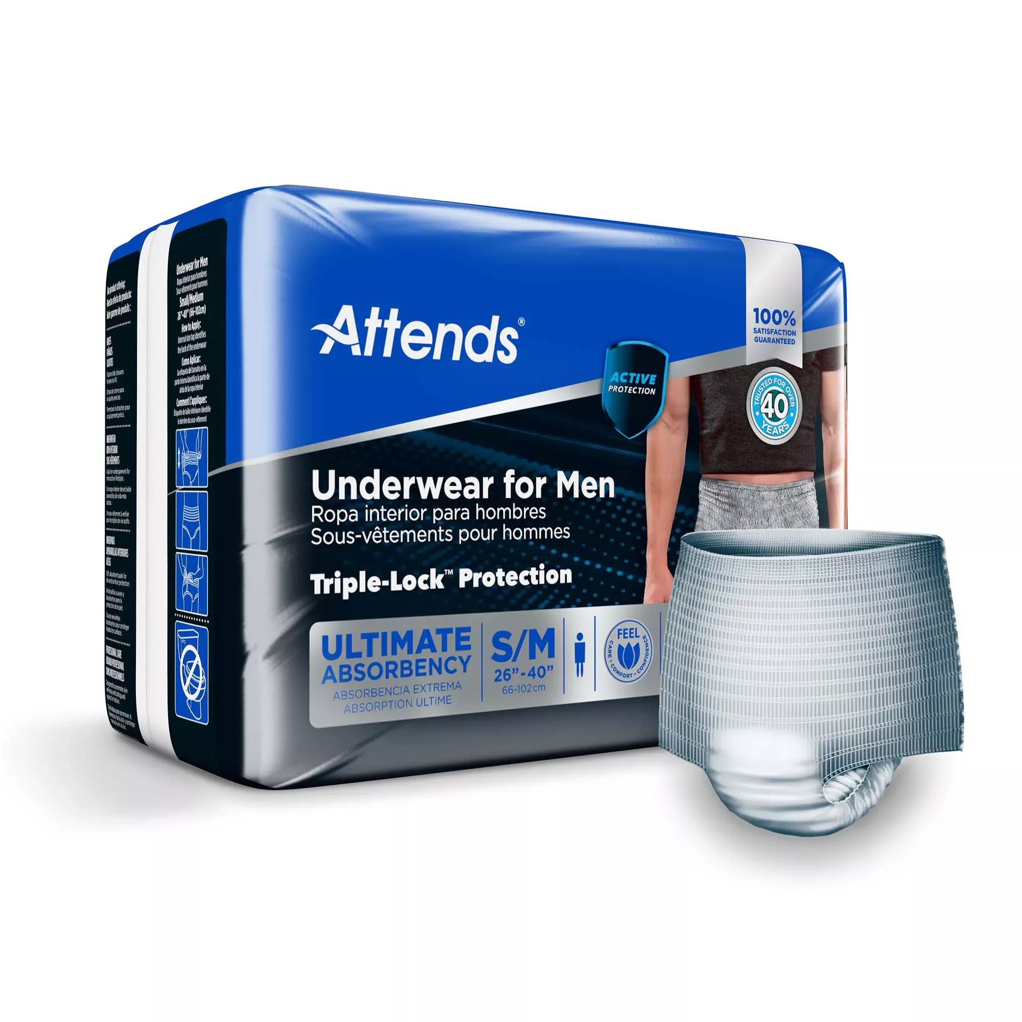 Attends Discreet Men's Underwear, Level 5, Small / Medium