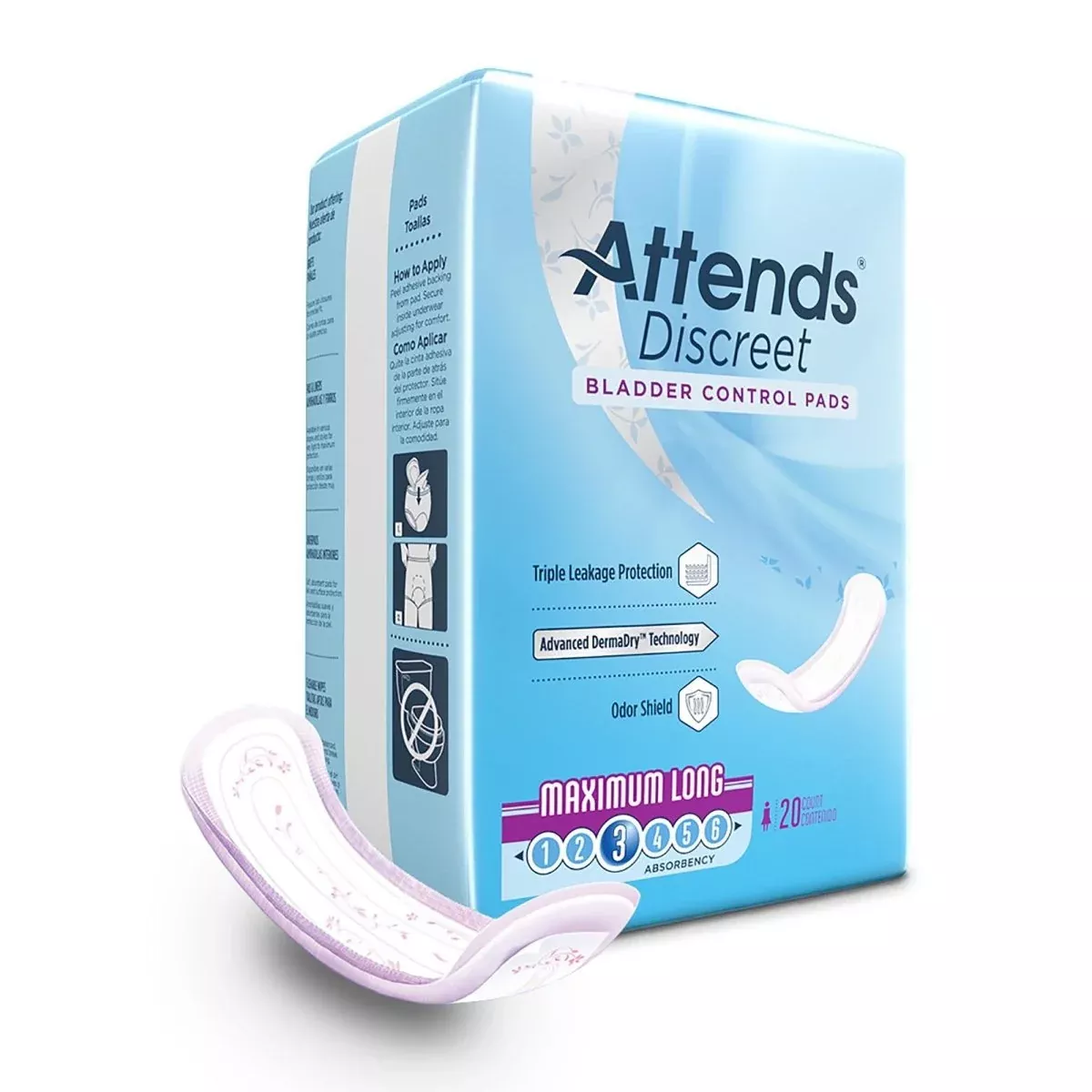 Attends Discreet Women's Maximum Long Bladder Control Pad