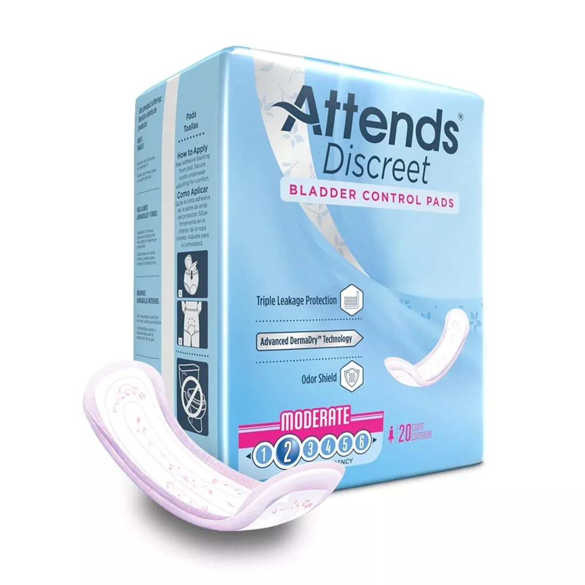 Attends Discreet Women's Moderate Bladder Control Pad