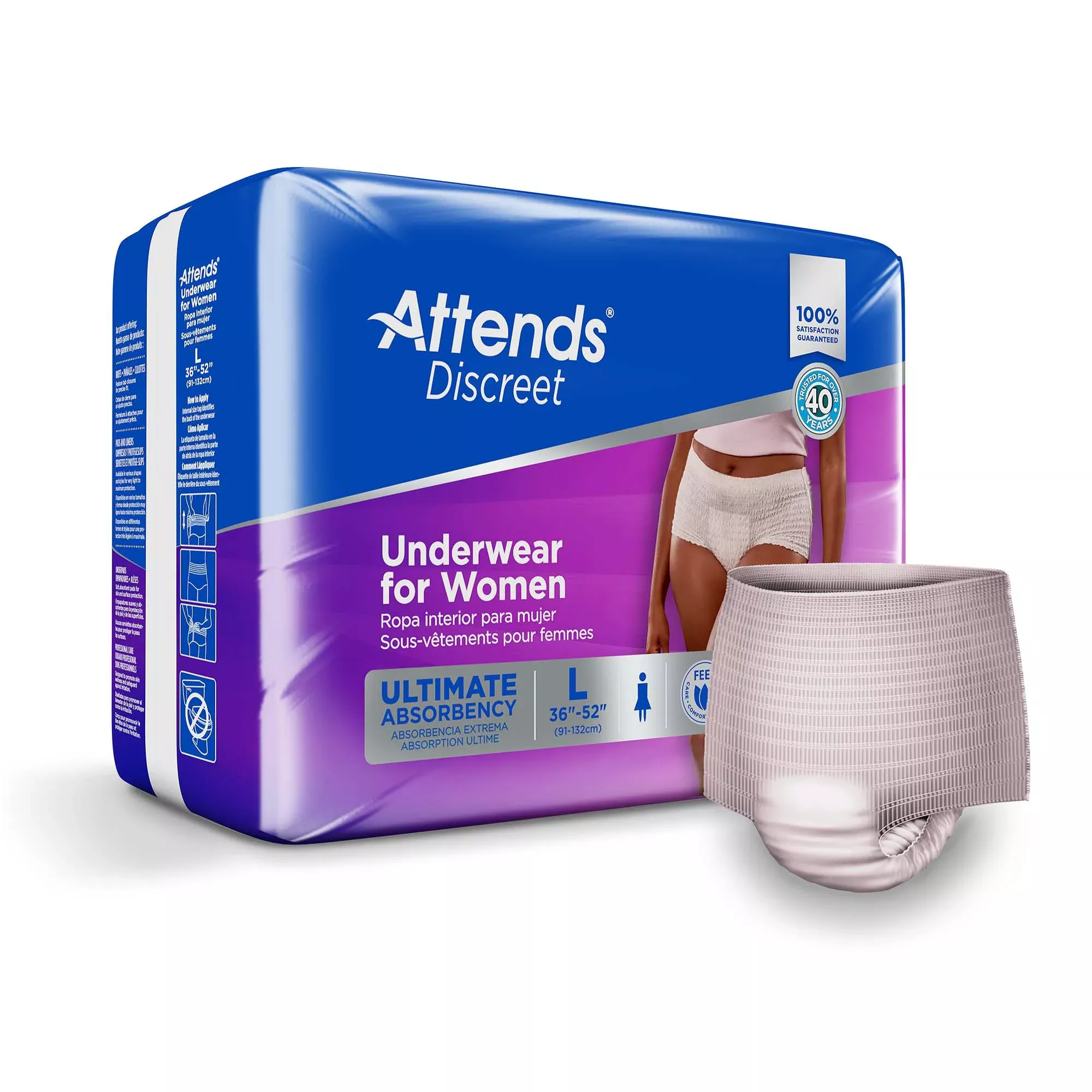 Attends Discreet Women's Underwear, Level 5, Large