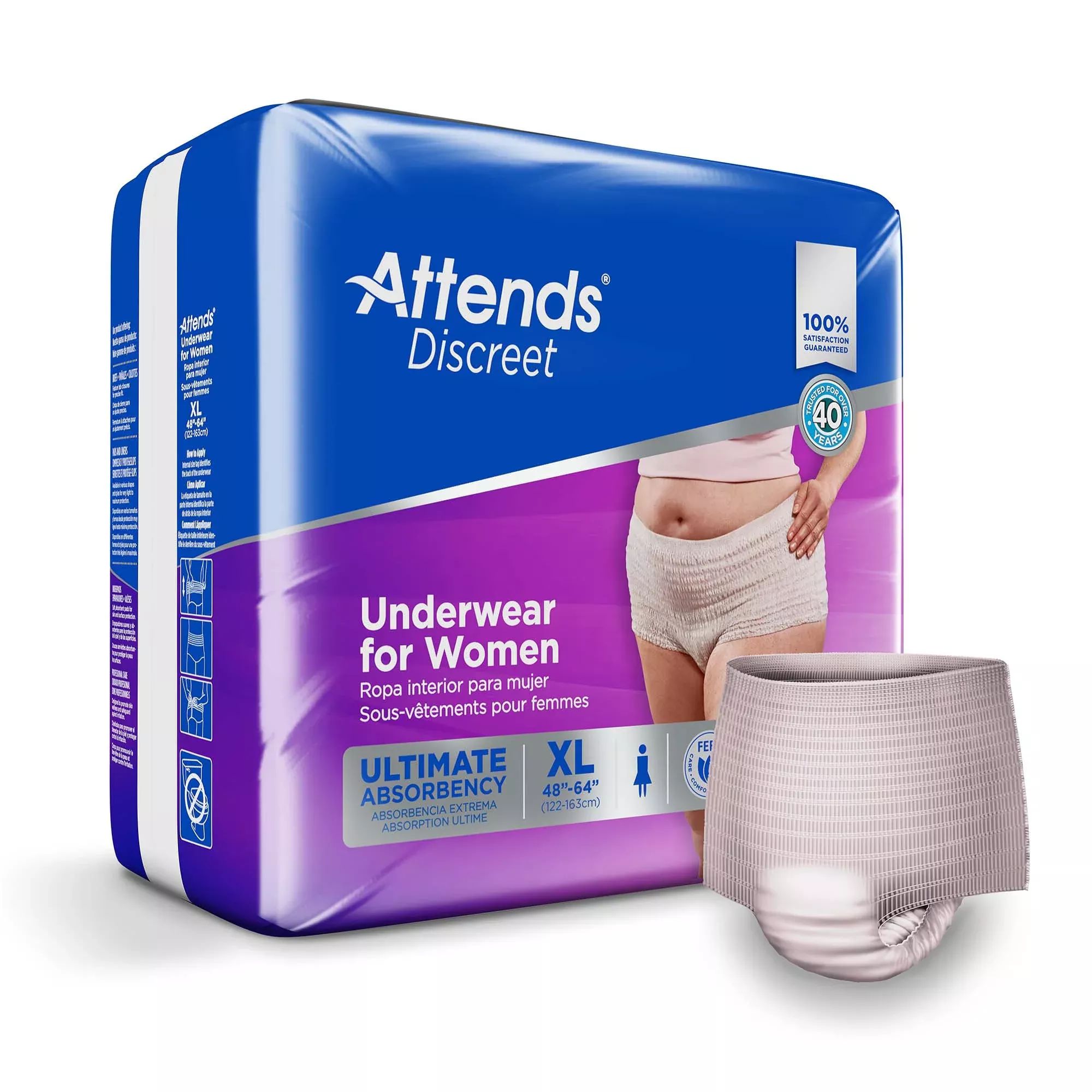 Attends Discreet Women's Underwear, Level 5, X-Large
