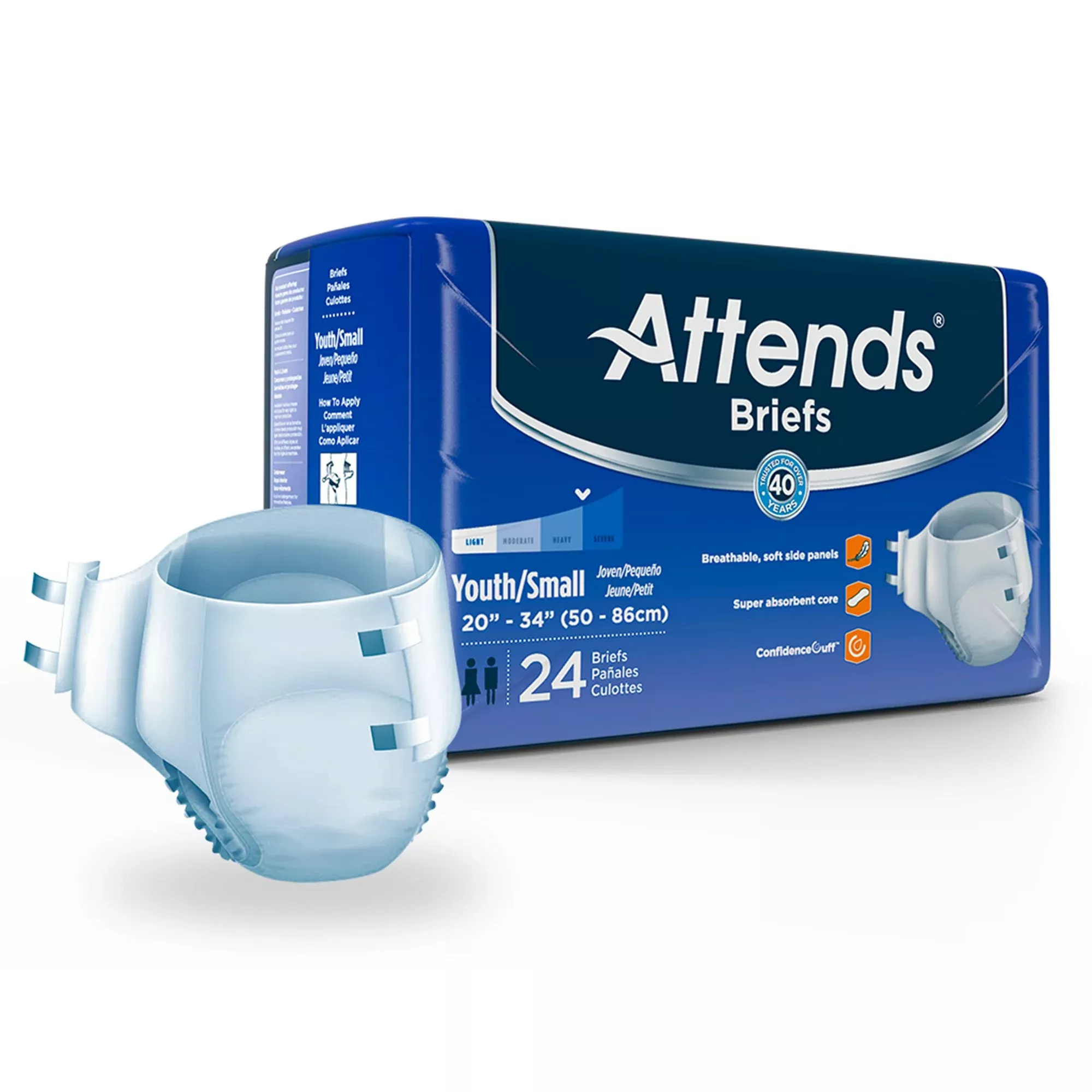 Attends Disposable Unisex Youth Incontinence Brief, Heavy Absorbency (DD10)