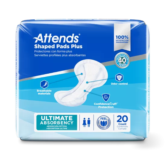 Attends Shaped Pads, Plus, Ultimate Absorbency - SPDPA
