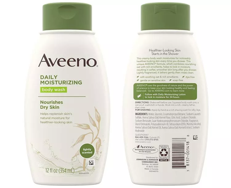 Aveeno Daily Moisturizing Body Wash, 12 fl oz Bottle