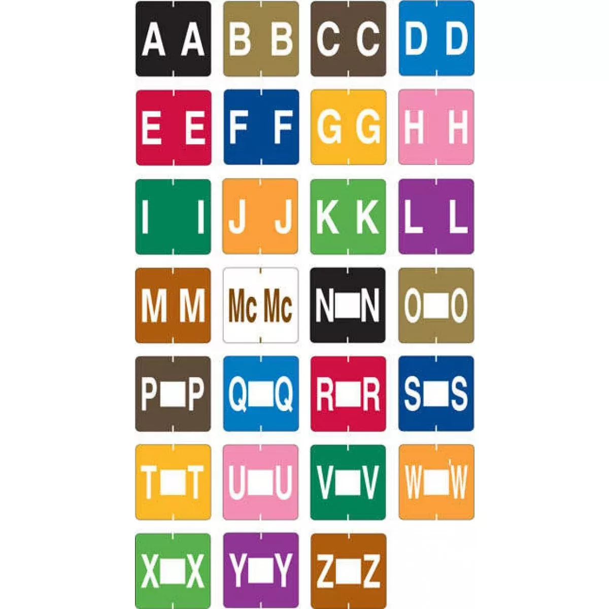 Barkley Compatible Adbm Color Code Label Alpha 1 1/2" X 1 1/2" Assorted Colors Permanent - 228 Per Pack, 27 Packs Per Set