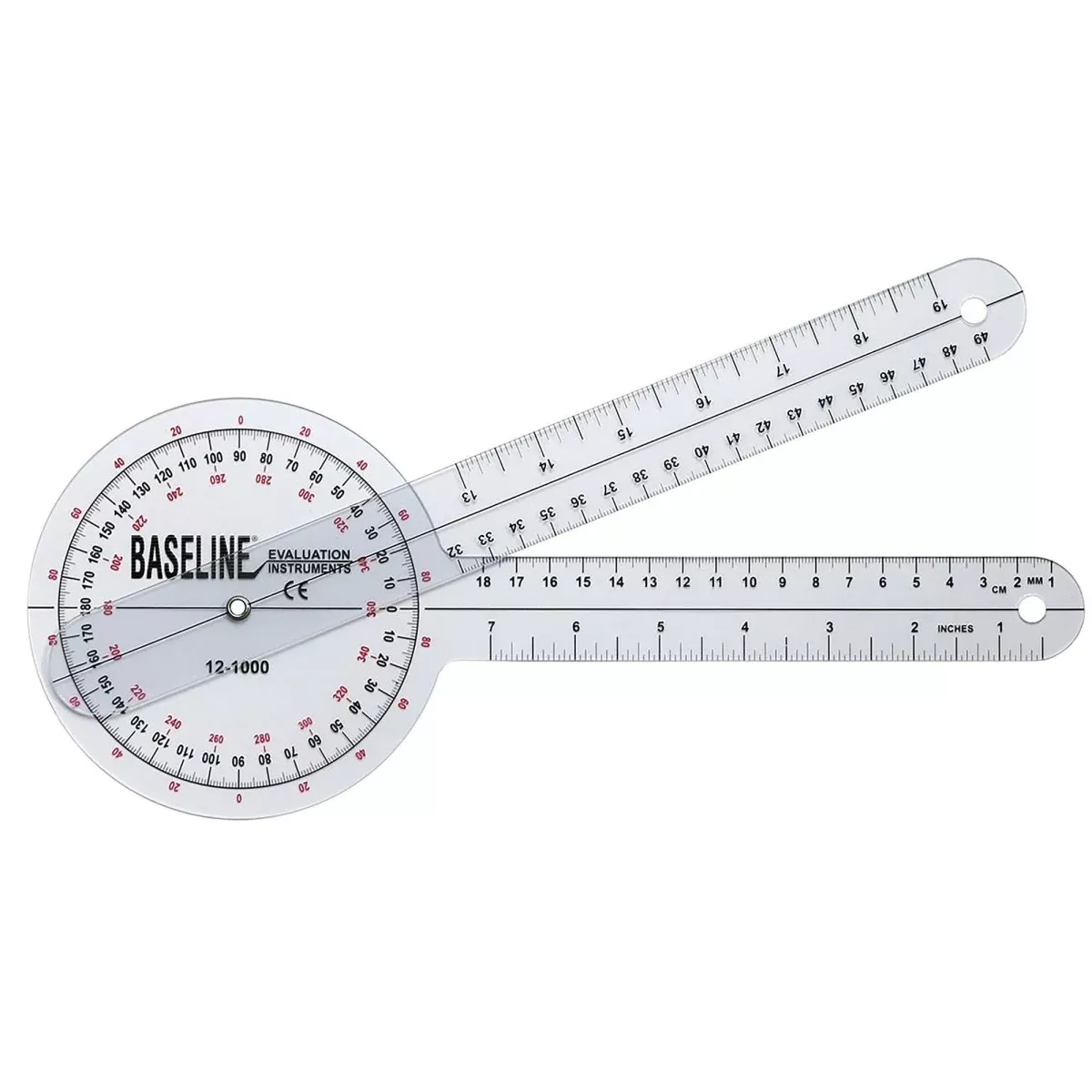 Baseline 360° Head Plastic Goniometer, 12 Inch Arms