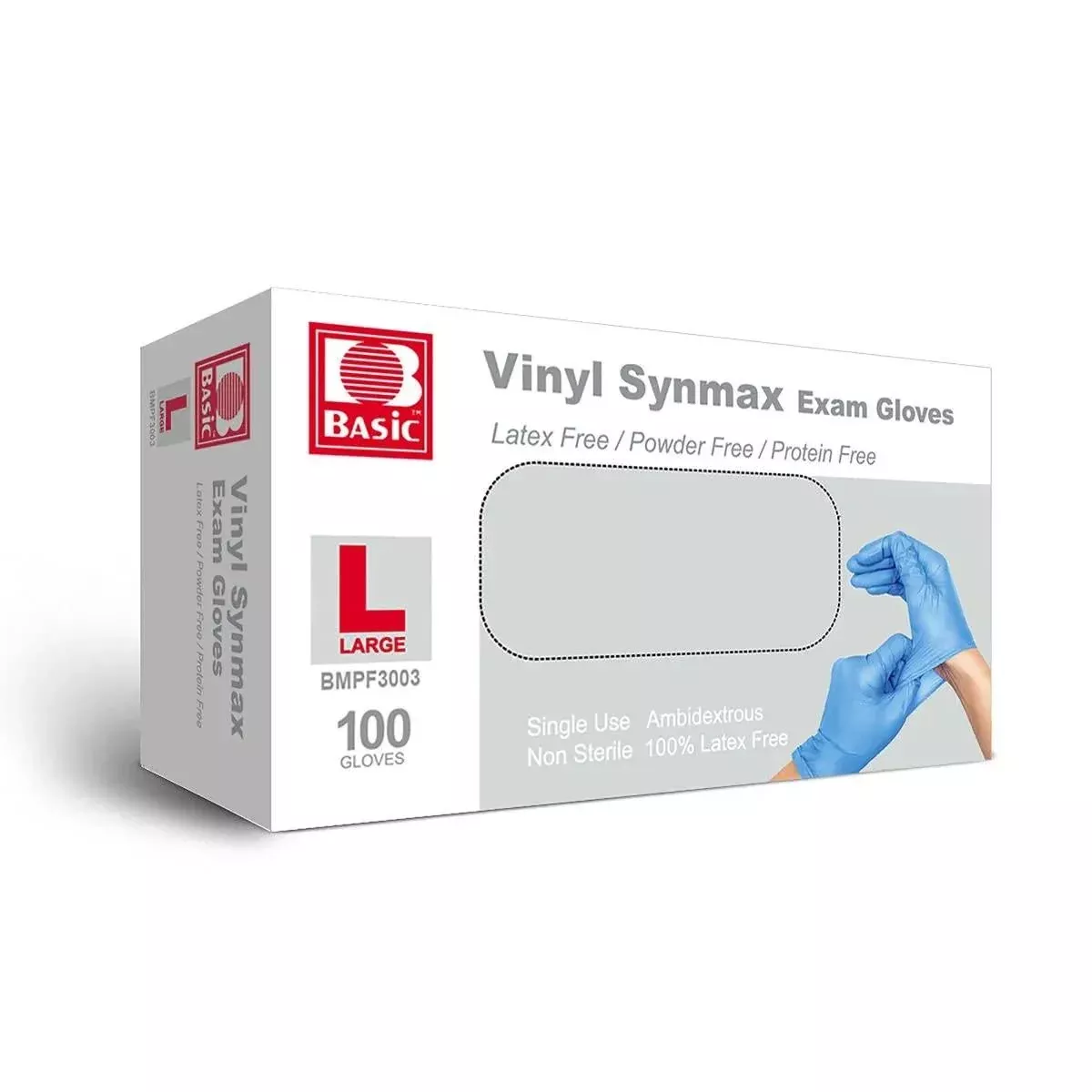 BASIC Medical Synmax Vinyl Exam Gloves - Latex-Free & Powder-Free