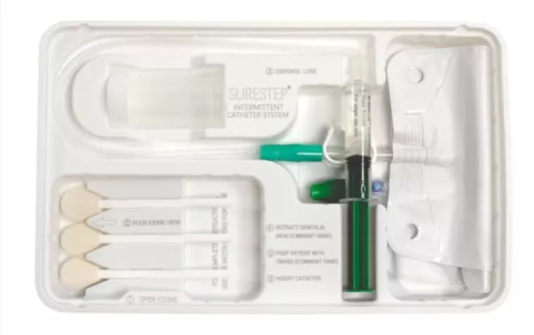 BD Surestep Intermittent Catheter Tray 16 Fr Coude and Straight Tip - INTL16C, INTS16