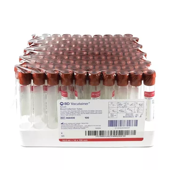 BD Vacutainer Sterile Tube, 10mL, Red, Latex-Free
